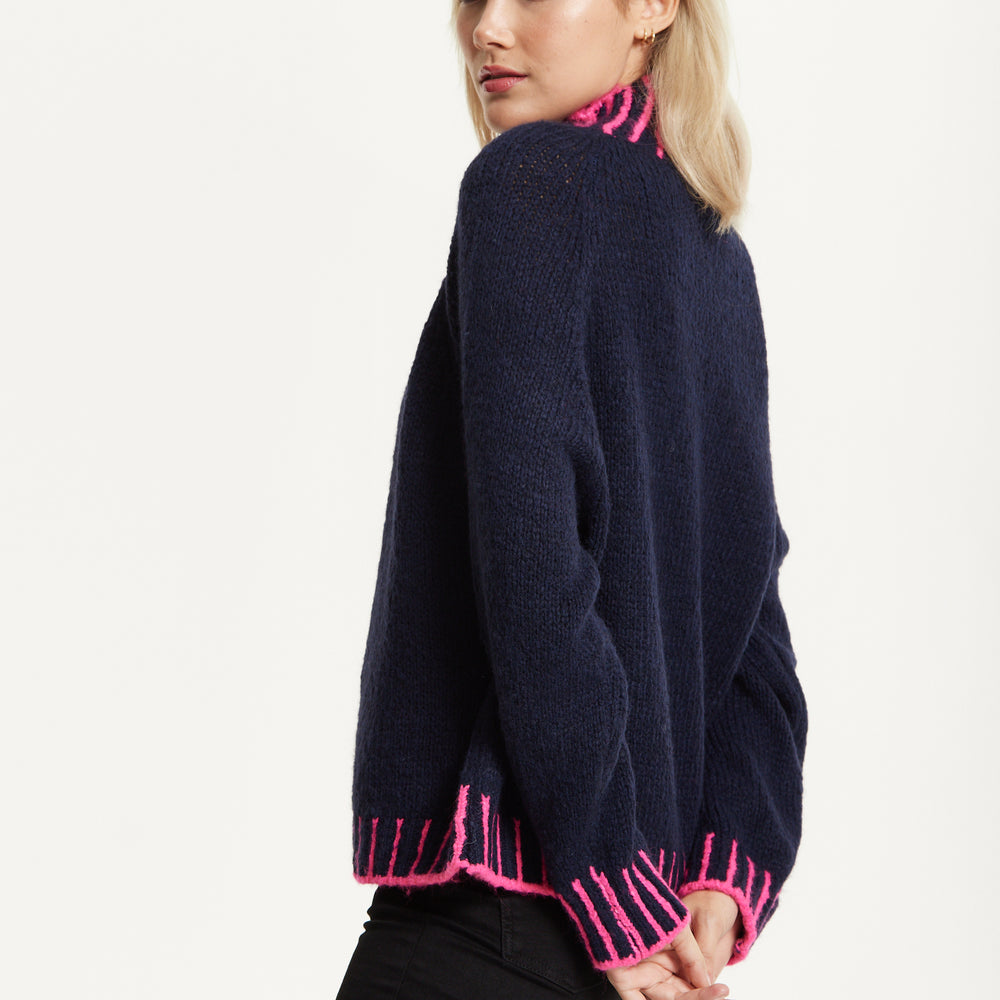 
                  
                    Neon Trim Wool Blend Jumper – Navy
                  
                
