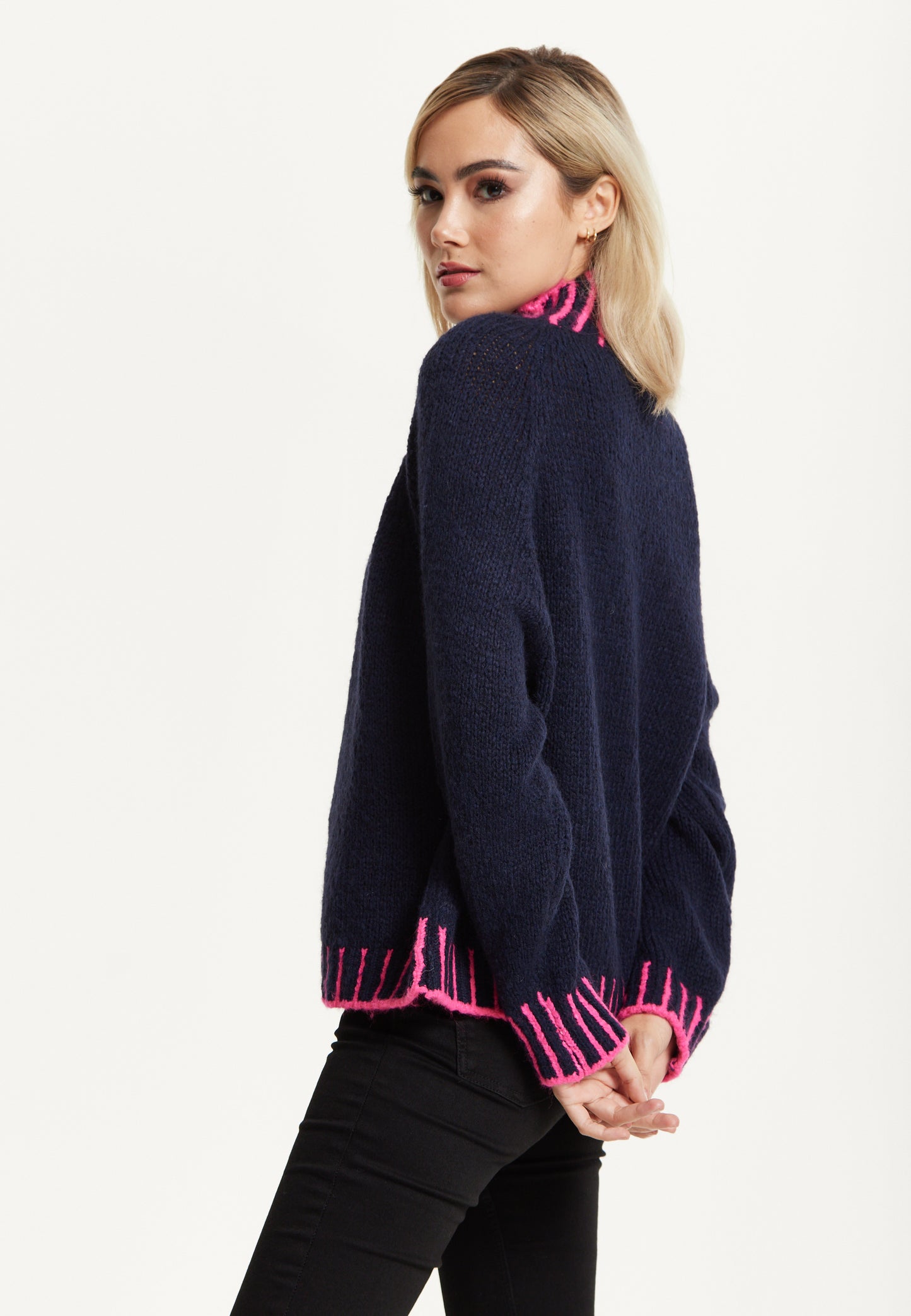
                  
                    Neon Trim Wool Blend Jumper – Navy
                  
                
