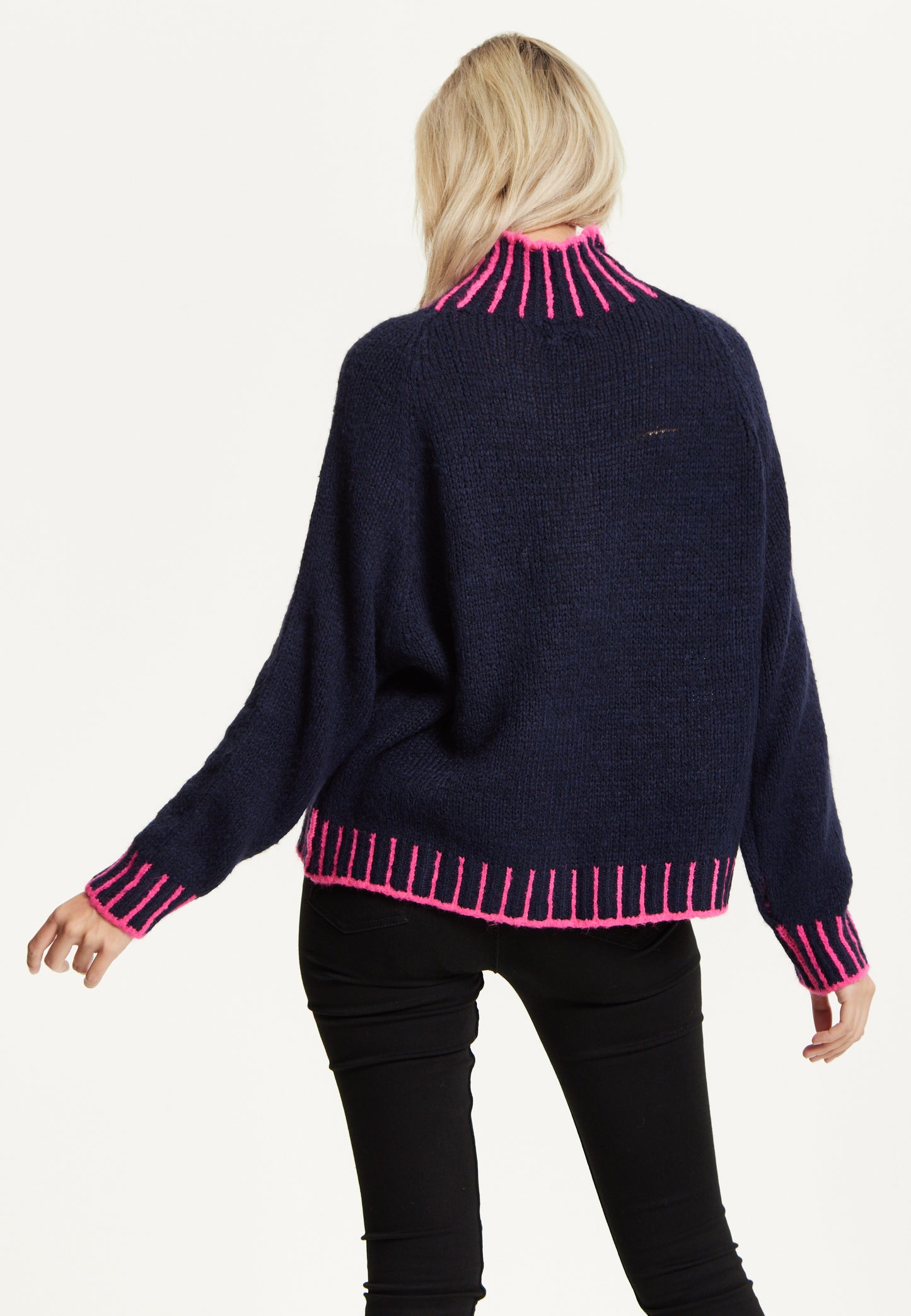 
                  
                    Neon Trim Wool Blend Jumper – Navy
                  
                