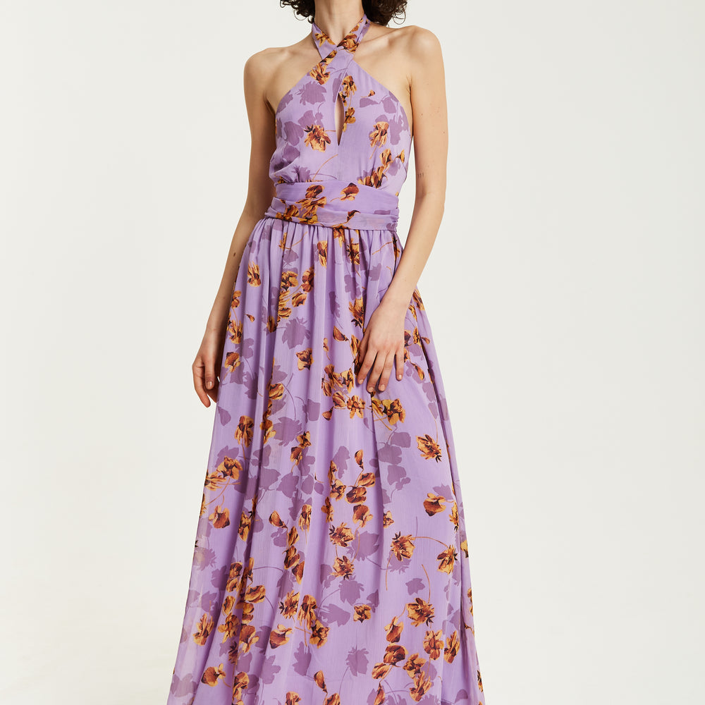 
                  
                    Liquorish Purple Floral Halter Neck Dress
                  
                