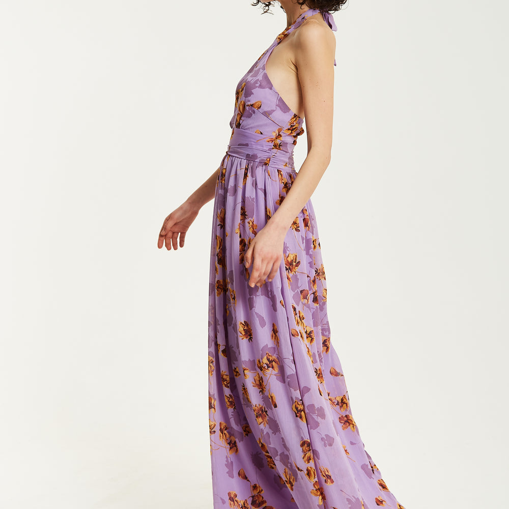 
                  
                    Liquorish Purple Floral Halter Neck Dress
                  
                