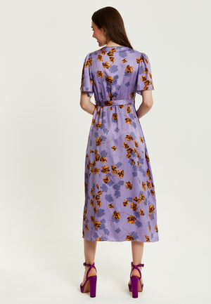 Liquorish Purple Floral Wrap Maxi Dress