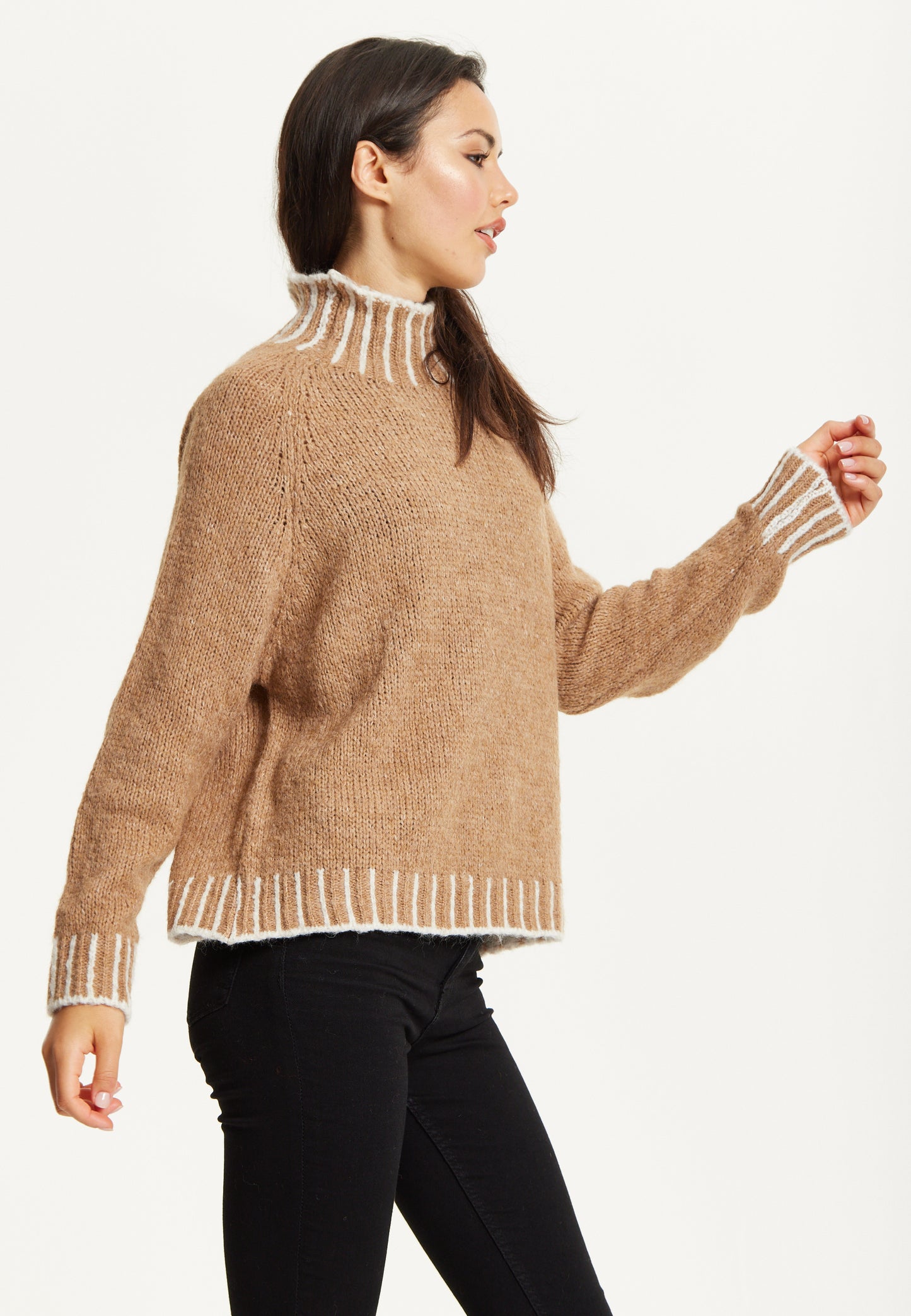 
                  
                    Contrast Rib Wool Blend Jumper – Camel
                  
                