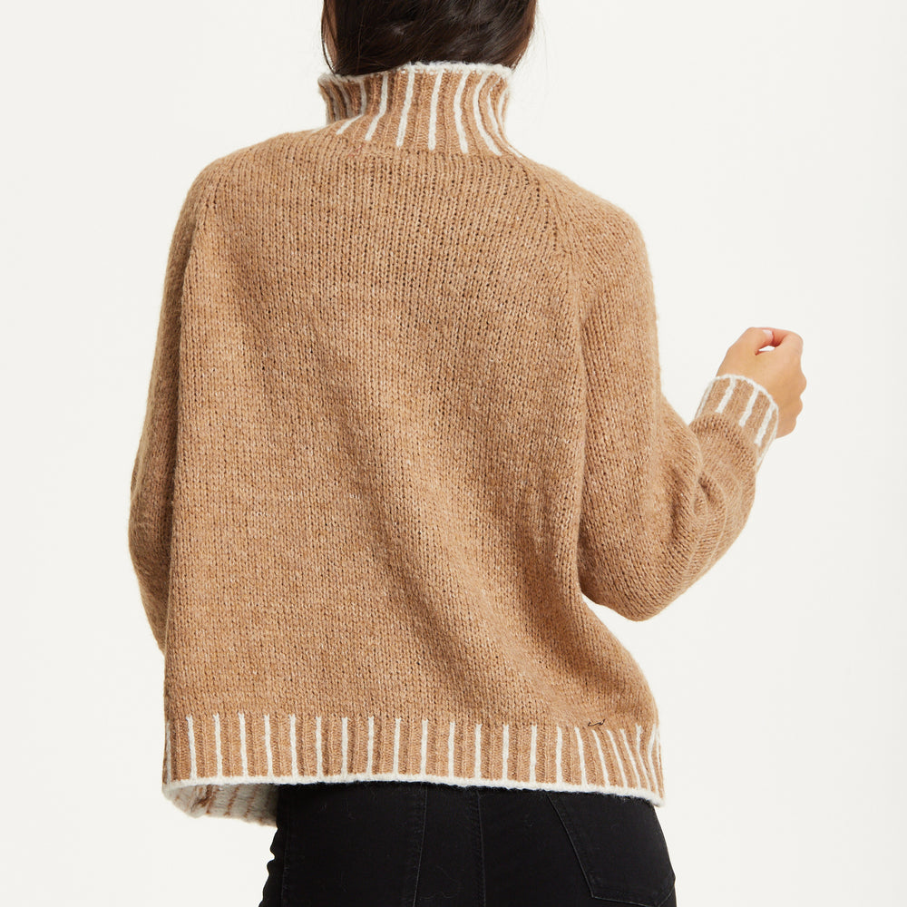 
                  
                    Contrast Rib Wool Blend Jumper – Camel
                  
                