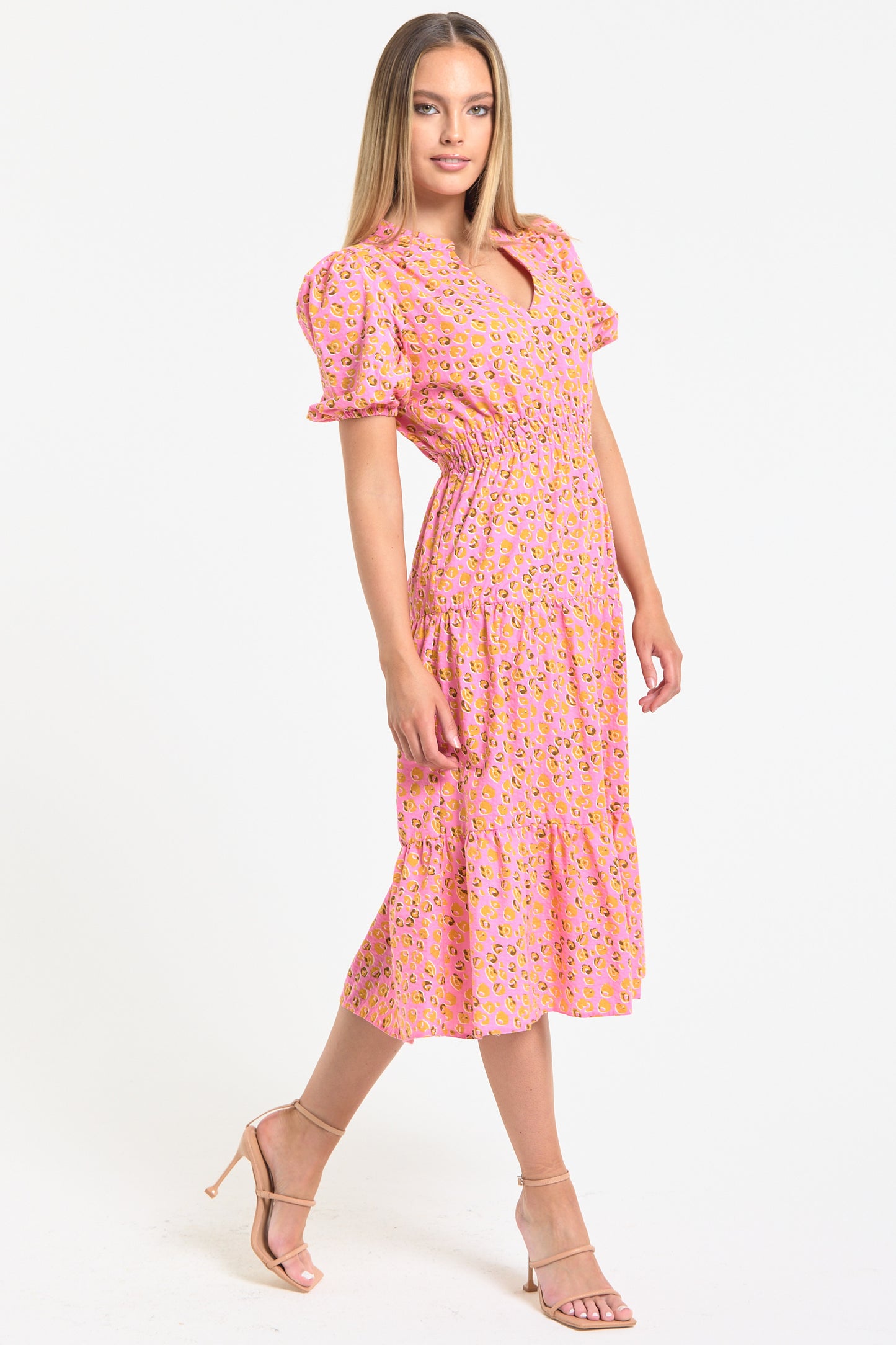 
                  
                    Pink Leopard Print Midi Dress
                  
                