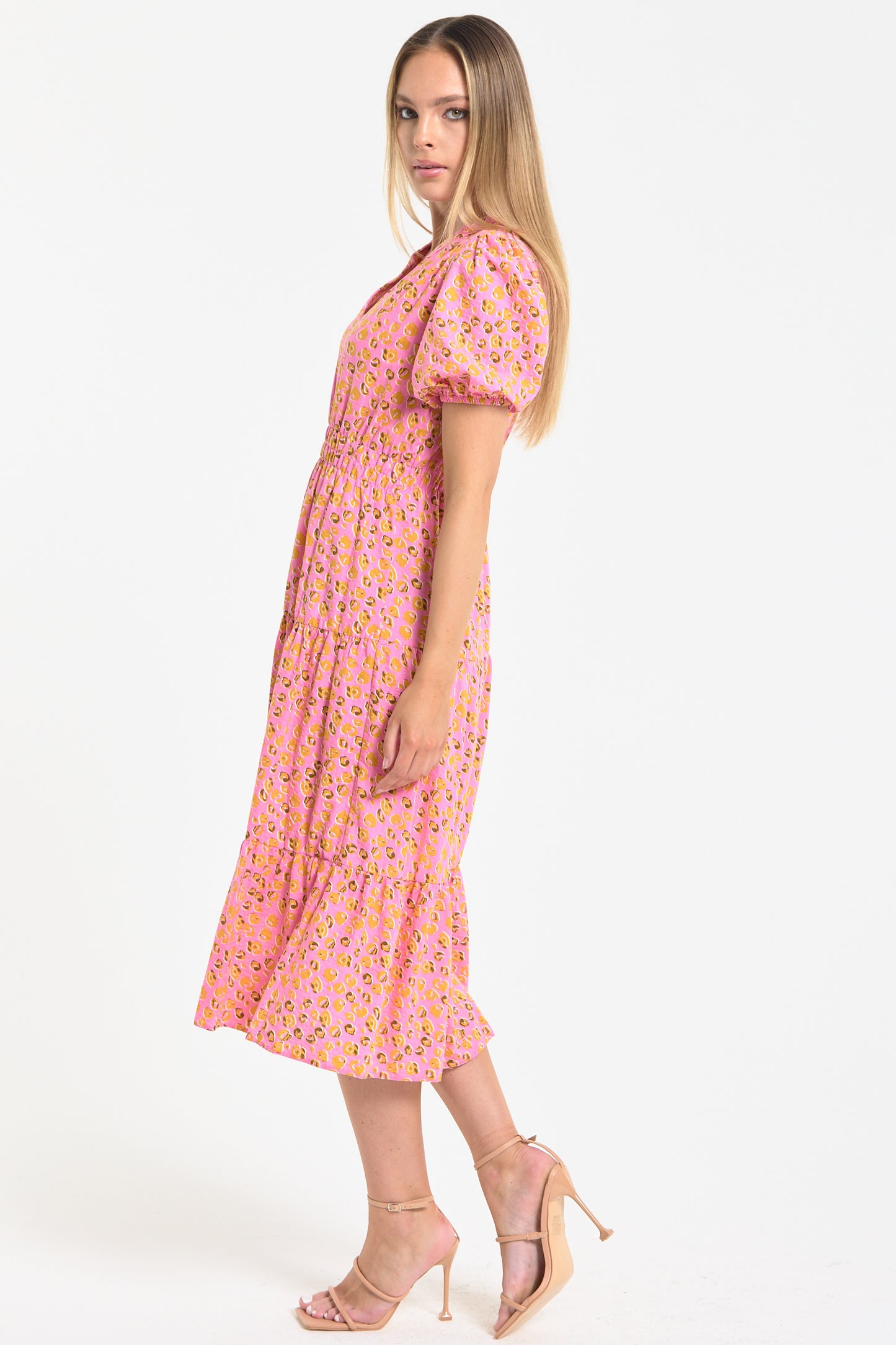 
                  
                    Pink Leopard Print Midi Dress
                  
                