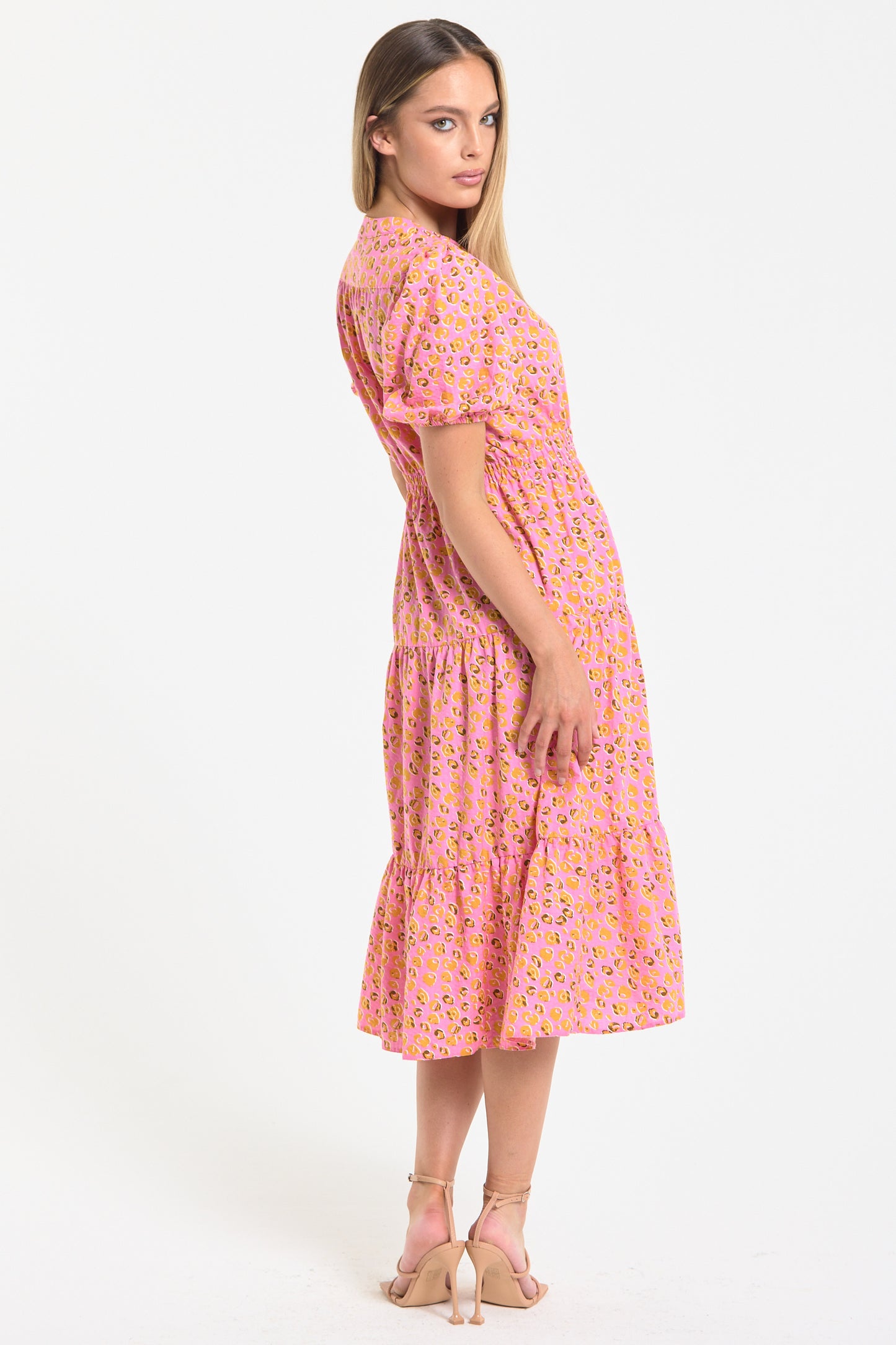 
                  
                    Pink Leopard Print Midi Dress
                  
                