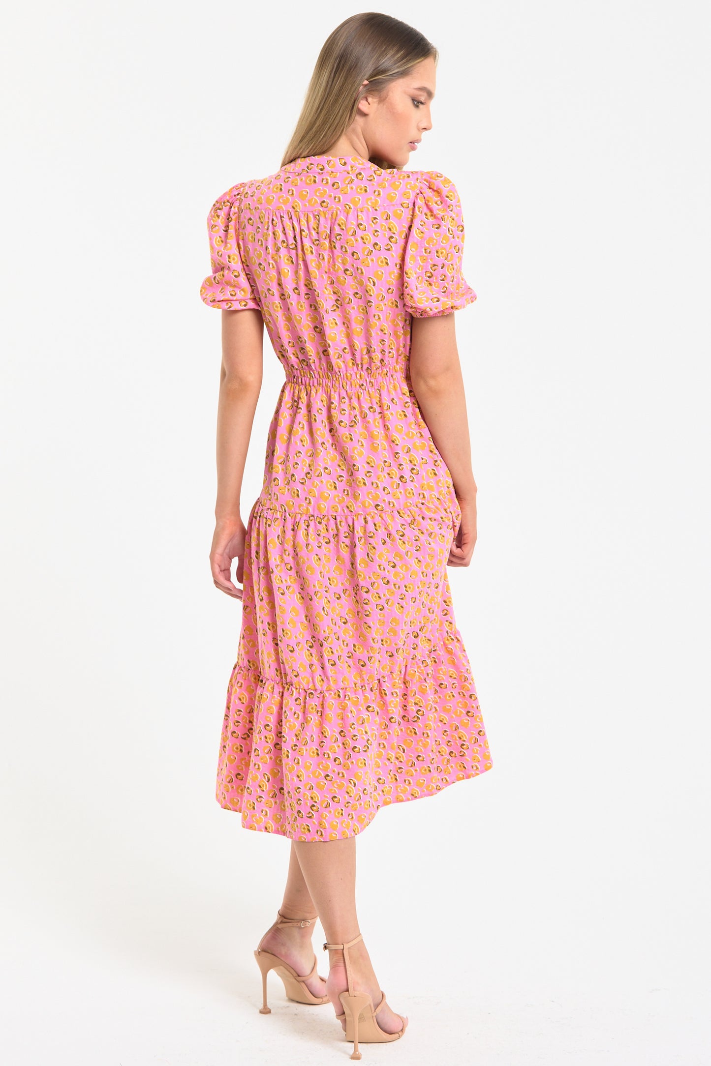 
                  
                    Pink Leopard Print Midi Dress
                  
                