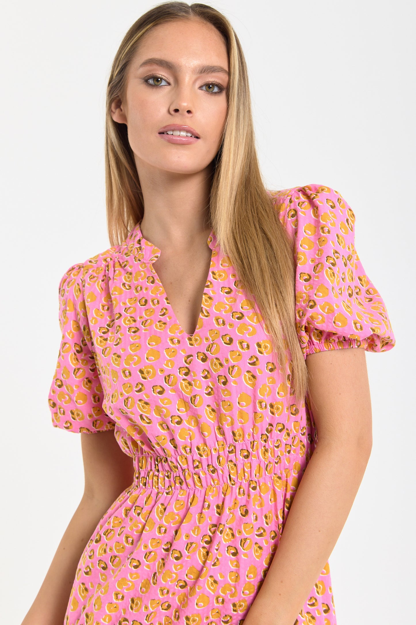 
                  
                    Pink Leopard Print Midi Dress
                  
                