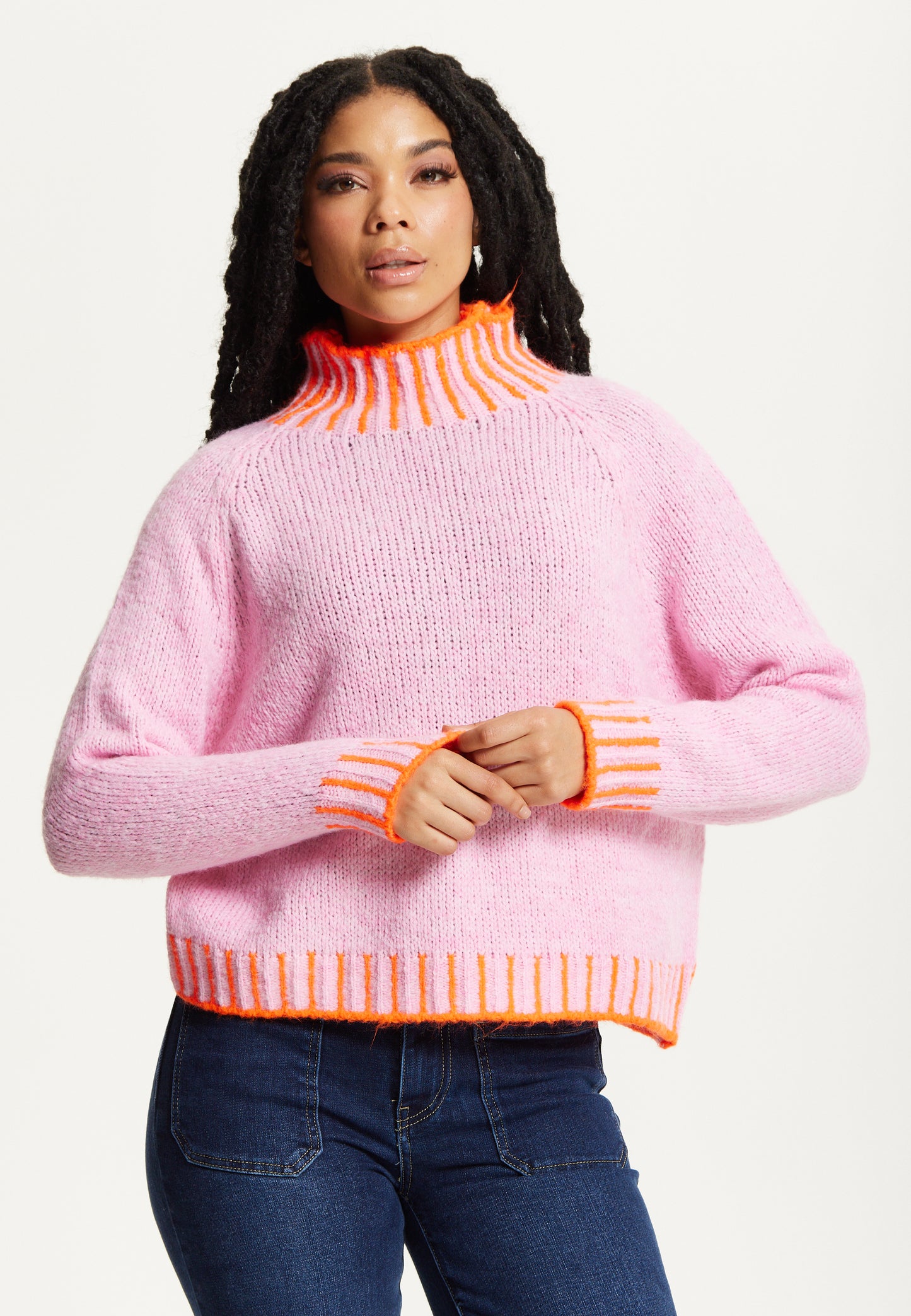 
                  
                    Neon Trim Wool Blend Jumper – Light Pink
                  
                