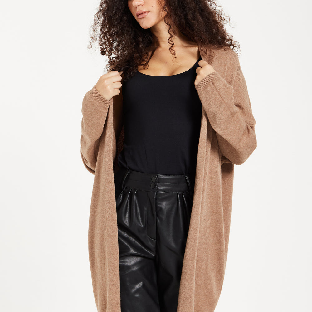 
                  
                    Liquorish Oversized Brown Cardigan with Glitter Star Detail
                  
                