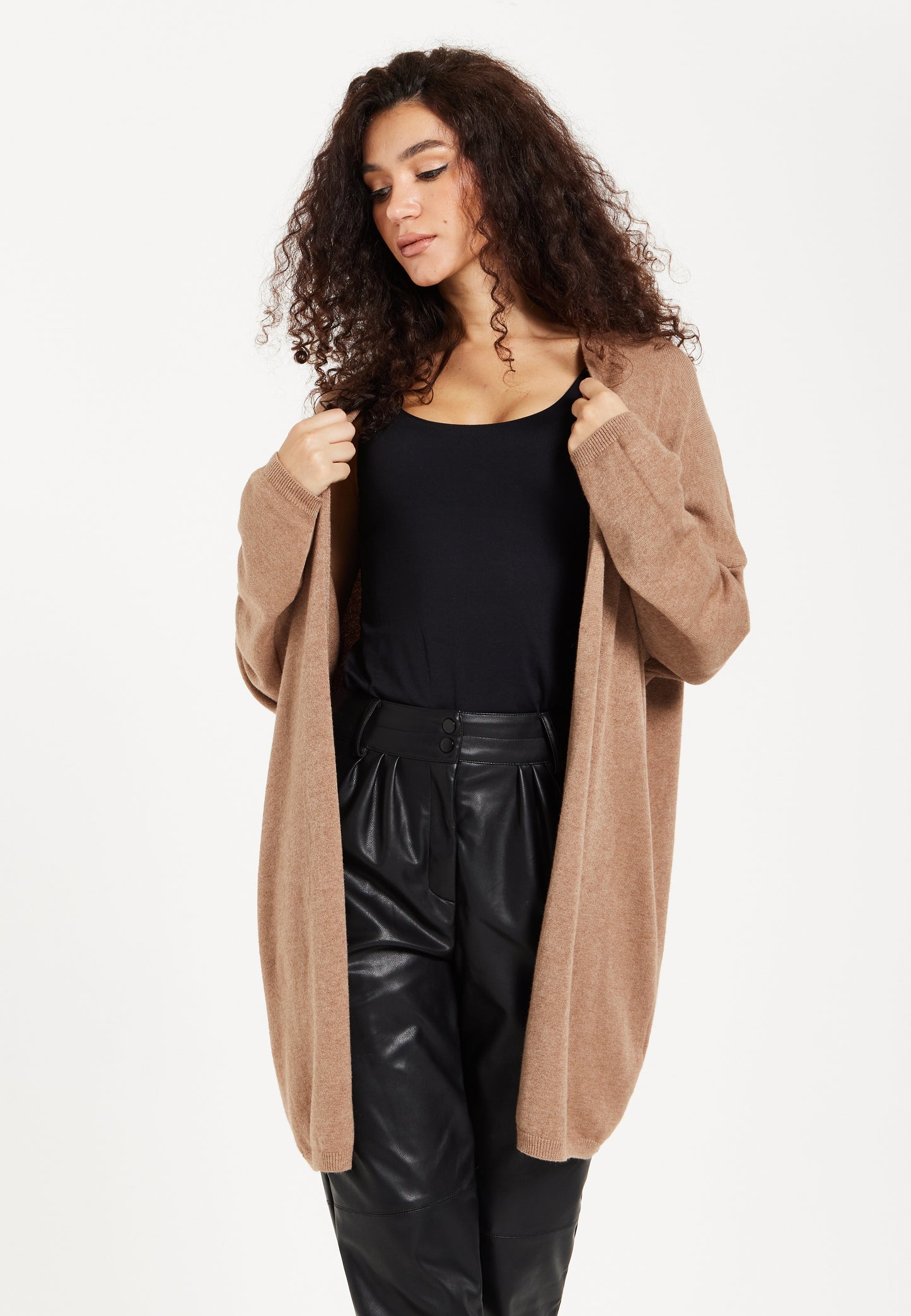 
                  
                    Liquorish Oversized Brown Cardigan with Glitter Star Detail
                  
                