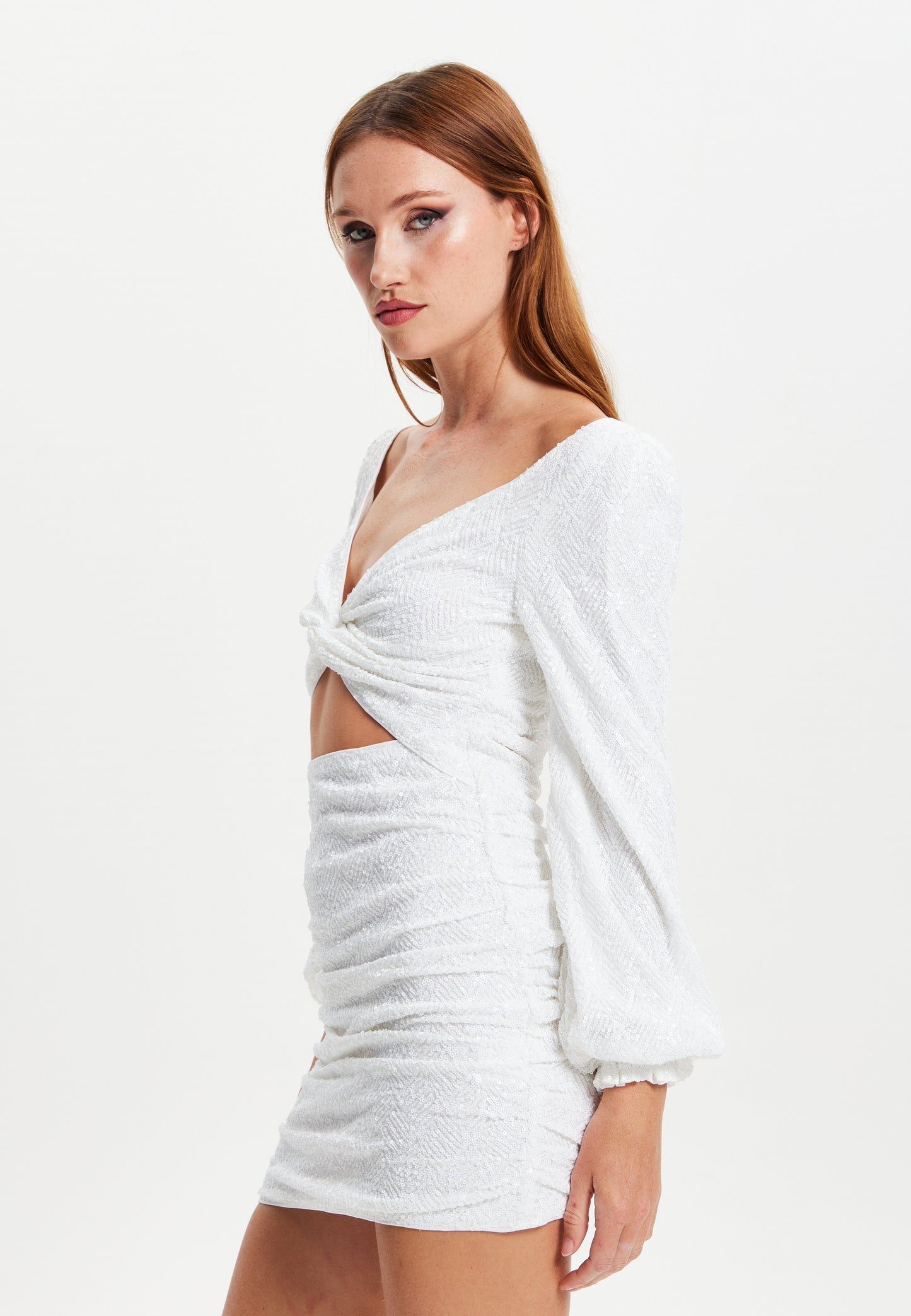 
                  
                    Liquorish White Sequin Long Sleeve Cut Out Mini Dress
                  
                