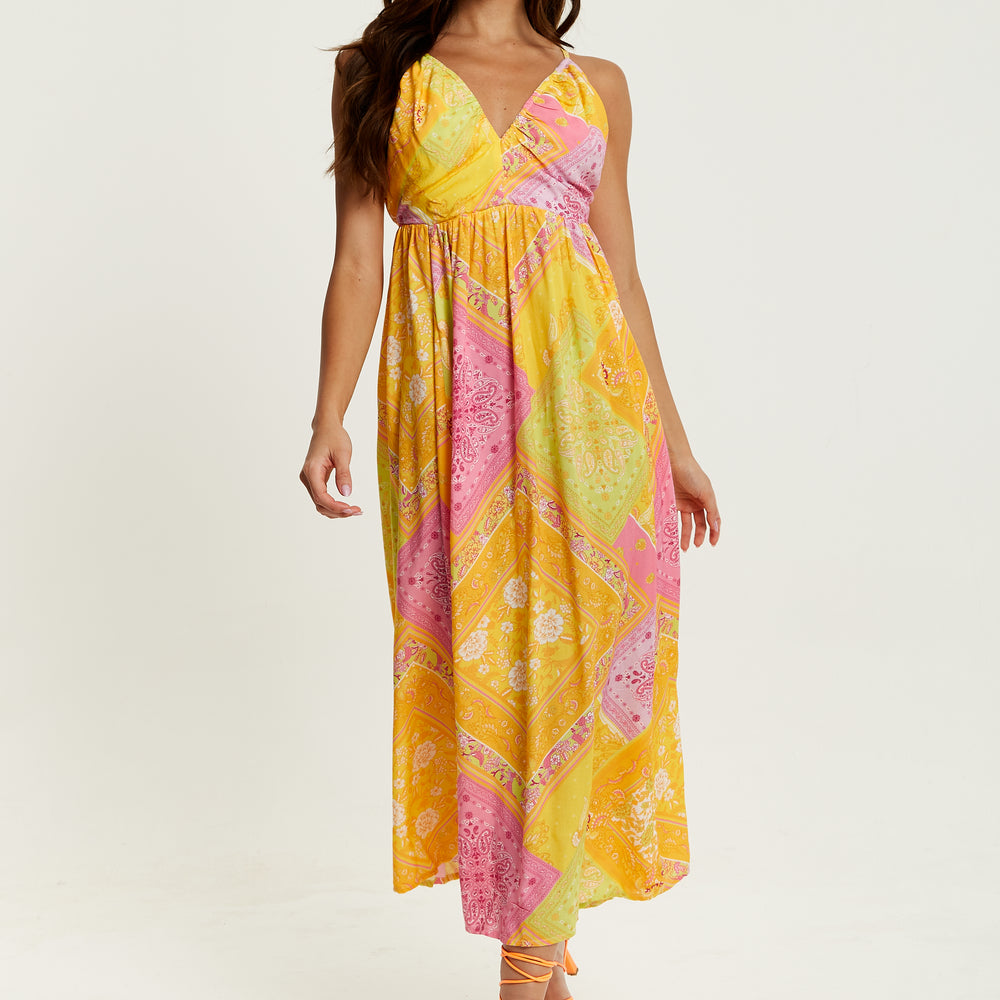
                  
                    Liquorish Paisley Print Strappy Midi Dress In Yellow and Pink
                  
                