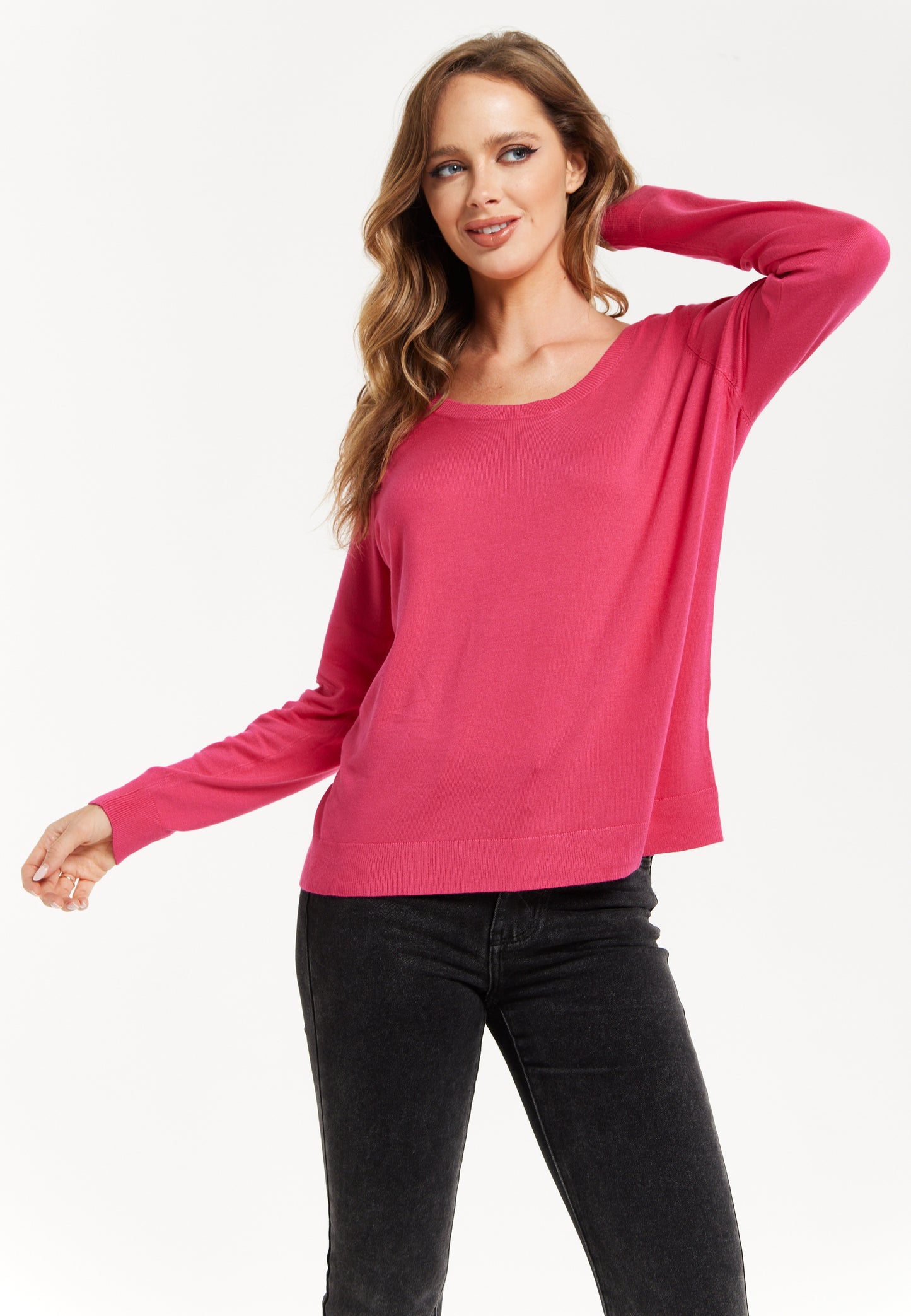 
                  
                    Liquorish Classic Round Neck Pink Pullover
                  
                