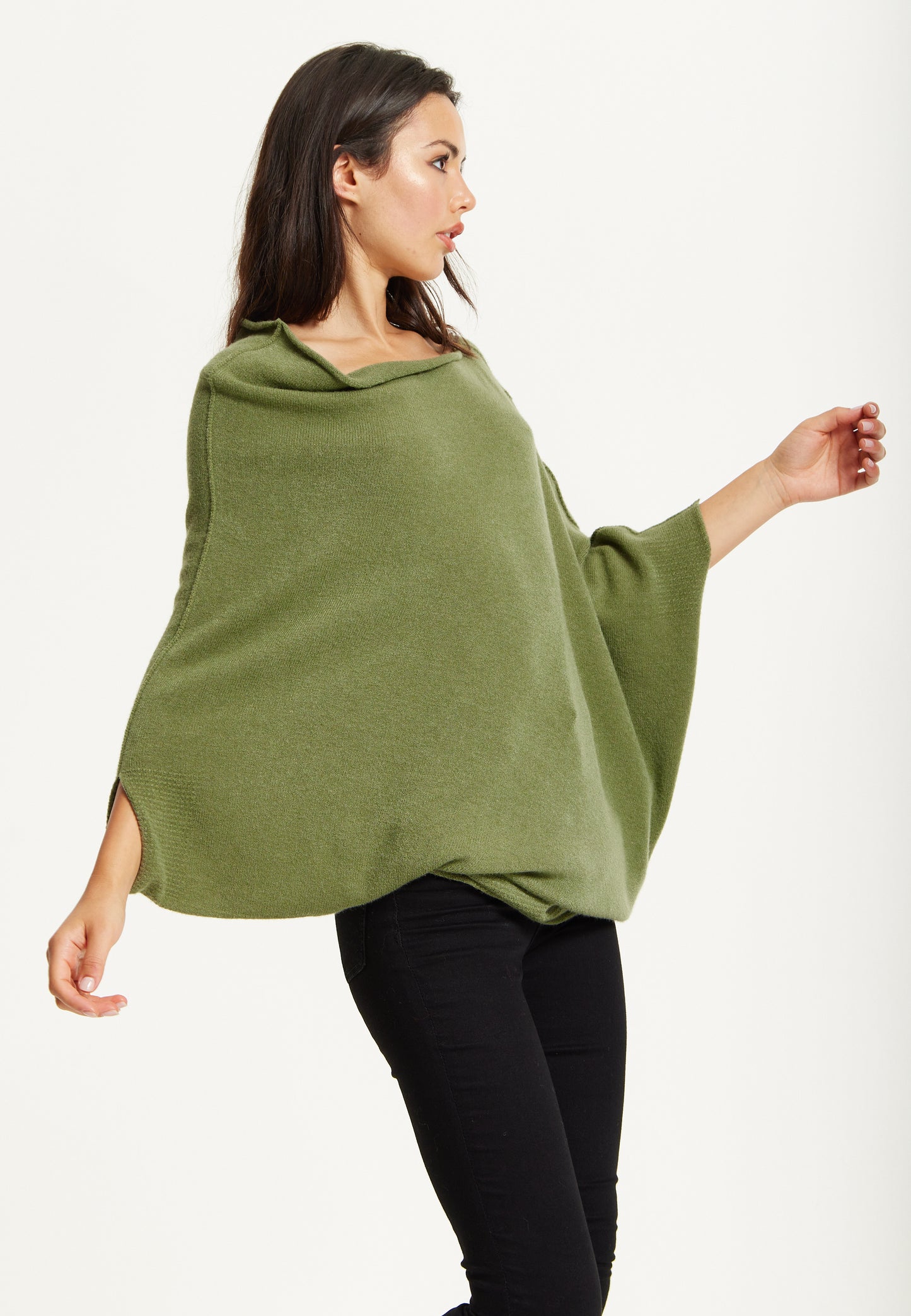 
                  
                    Khaki Off-Shoulder Knit Poncho Top
                  
                