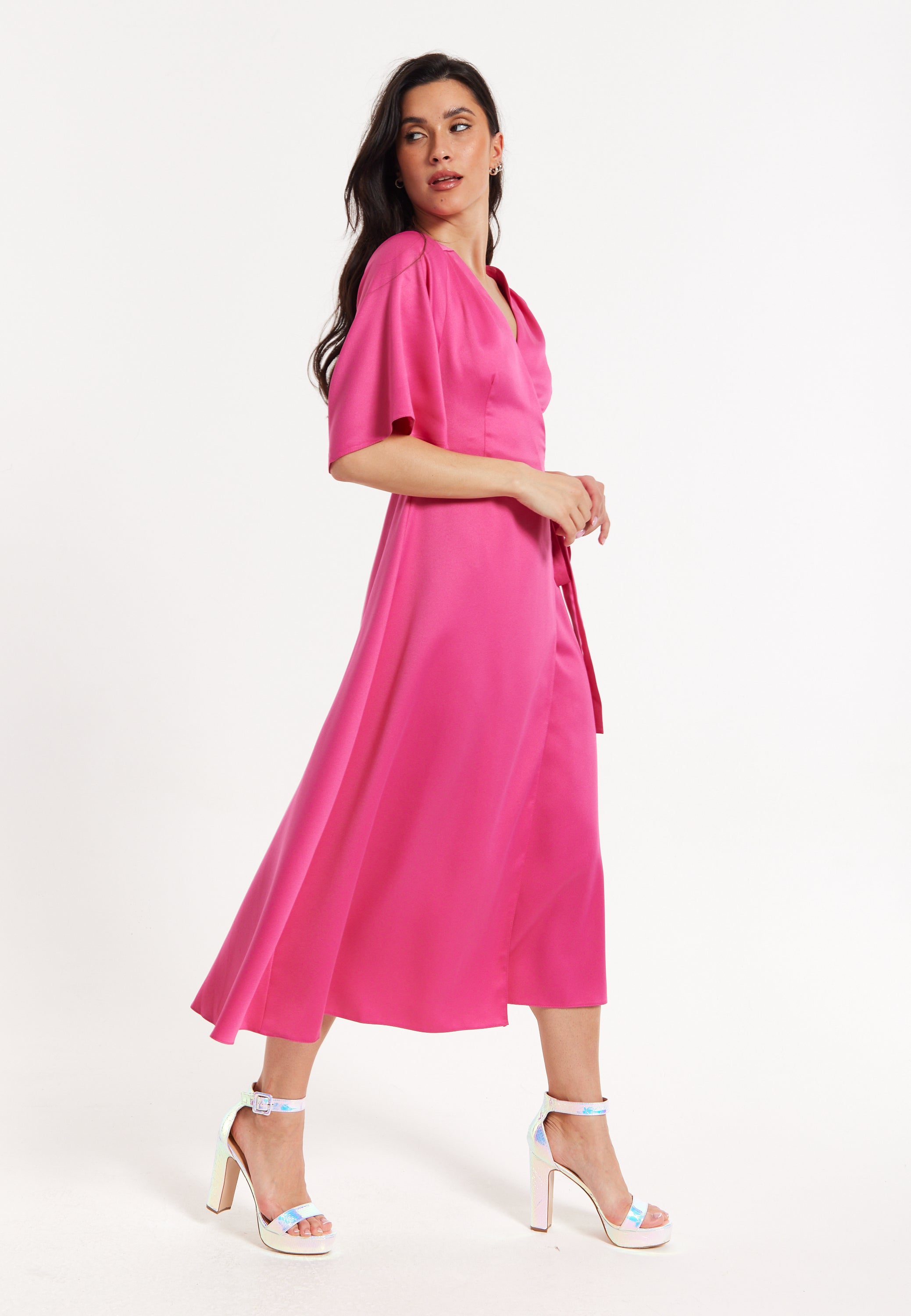 pink satin kimono dress Long Silk Robe Satin Silk Kimono Robe, Silk Dressing Gown, Bridesmaid Silk Robes for Women, Plus Size Satin Robe Maxi Pink Fuchsia Nightwear