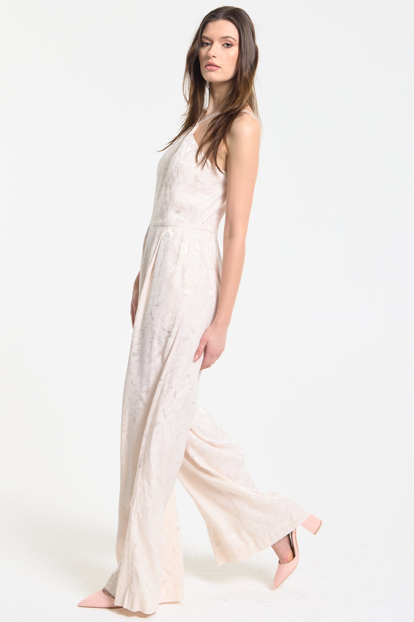 
                  
                    Champagne Jacquard Wide Leg Jumpsuit
                  
                