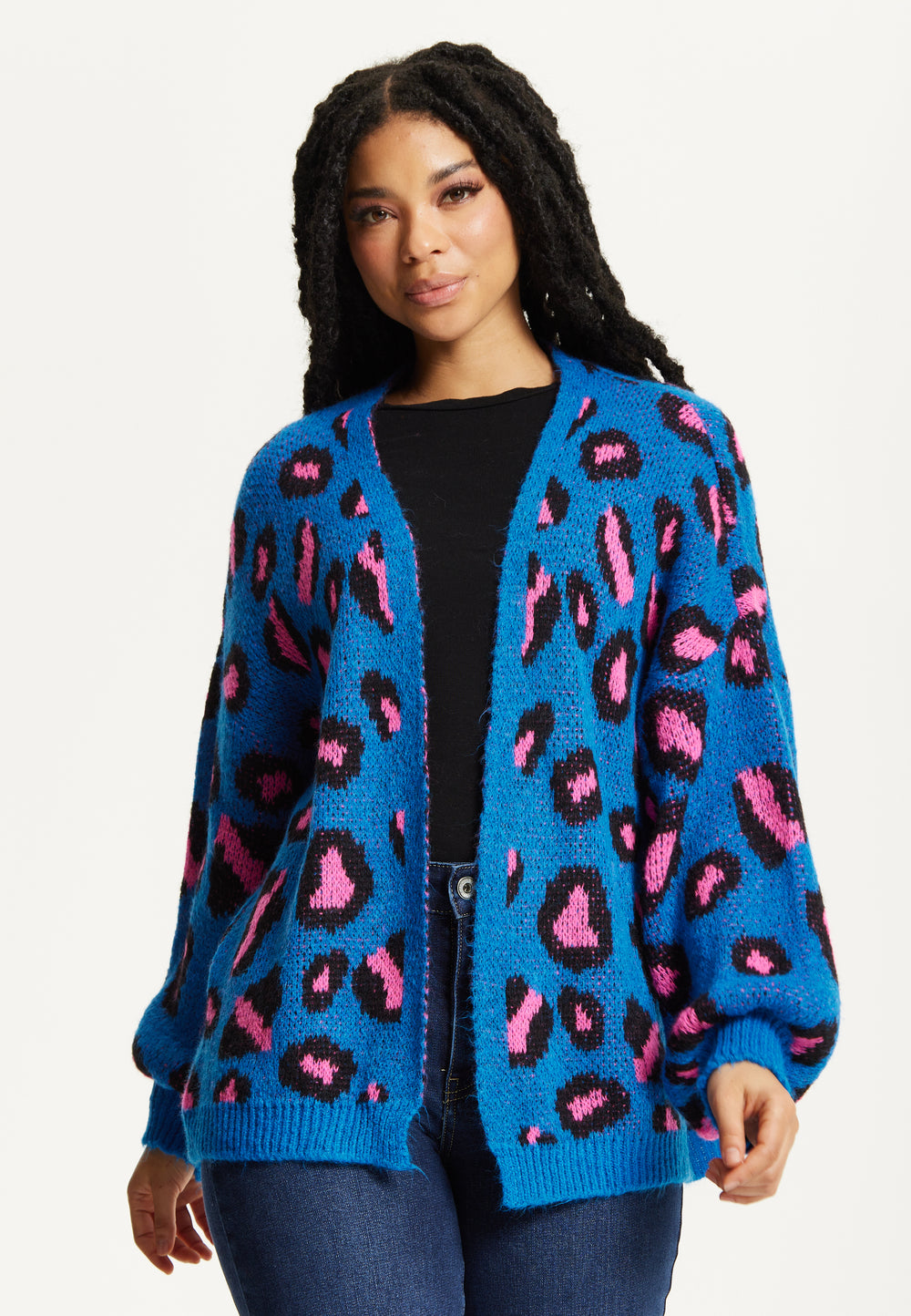 Blue Leopard Print Cardigan