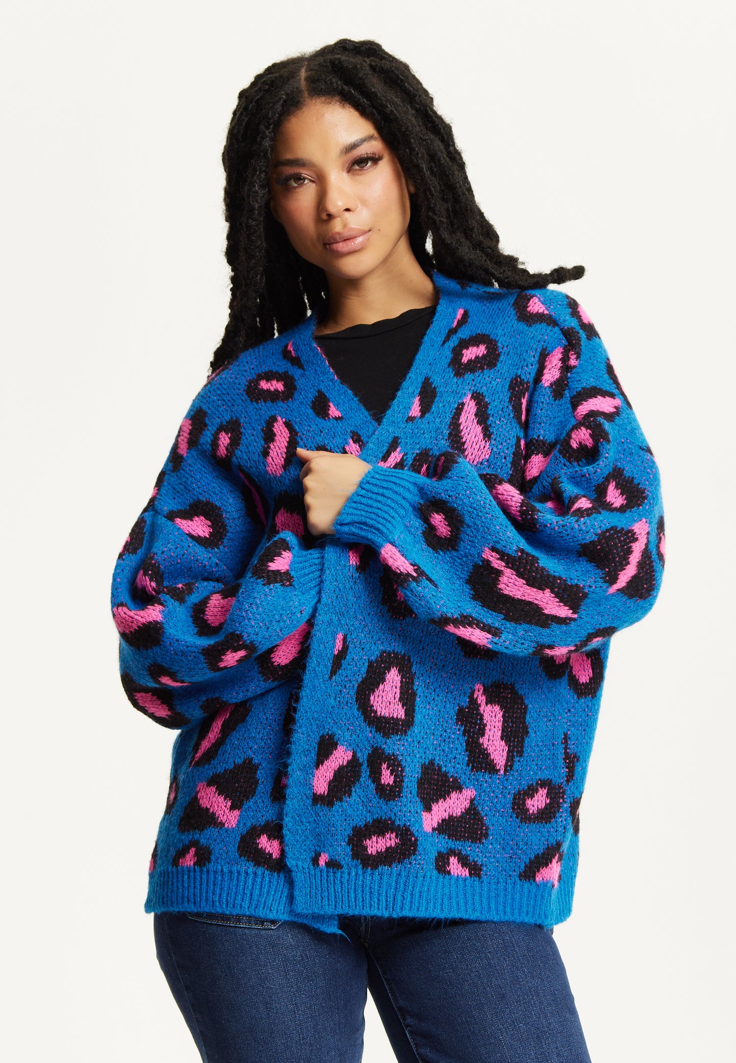 
                  
                    Blue Leopard Print Cardigan
                  
                