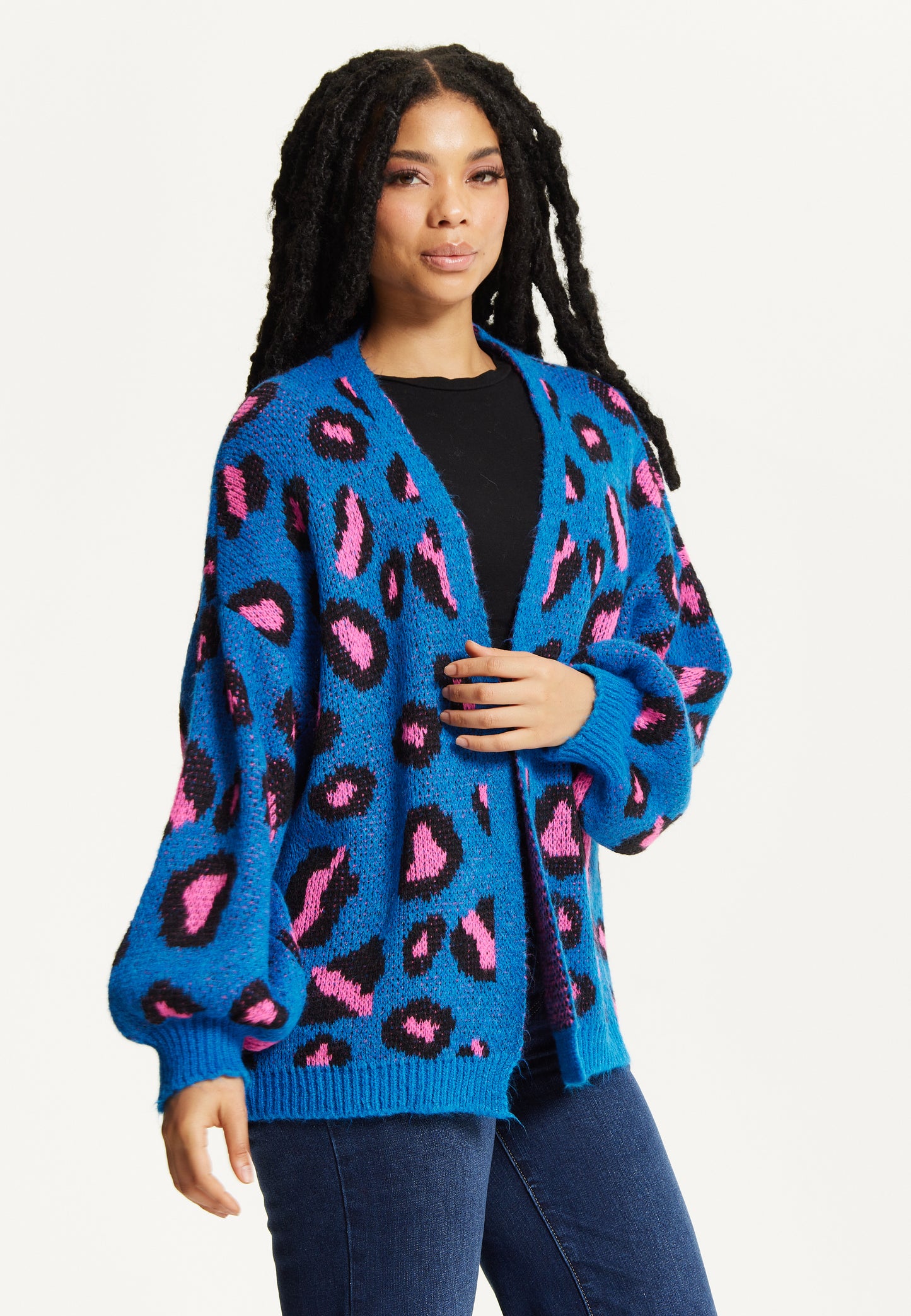 
                  
                    Blue Leopard Print Cardigan
                  
                