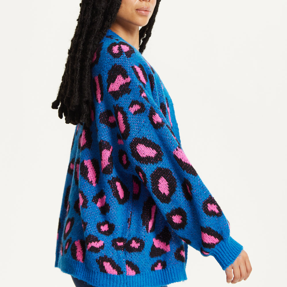 
                  
                    Blue Leopard Print Cardigan
                  
                