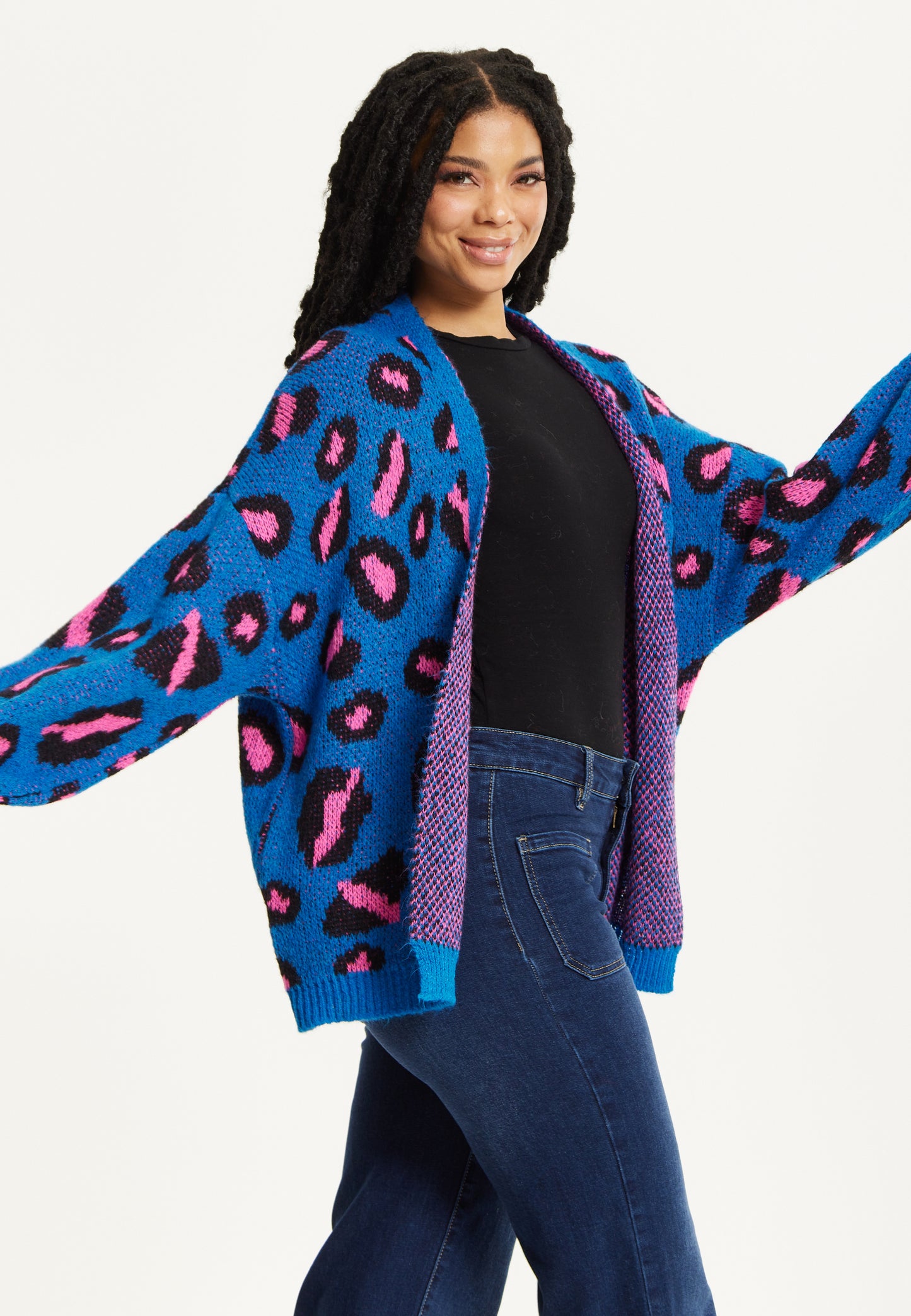 
                  
                    Blue Leopard Print Cardigan
                  
                