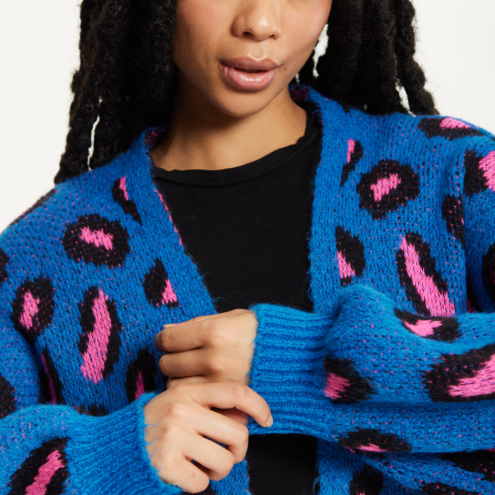 
                  
                    Blue Leopard Print Cardigan
                  
                