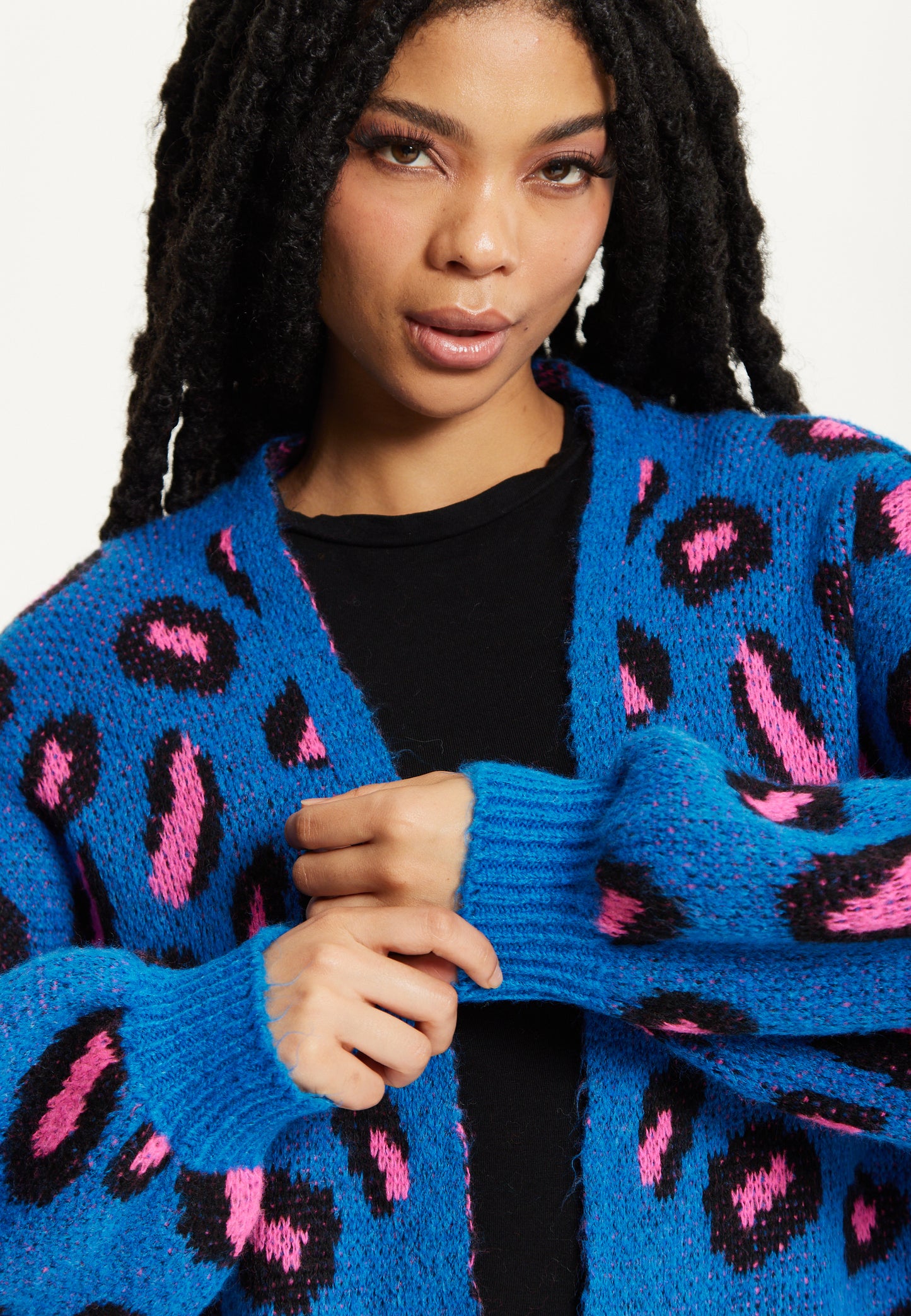 
                  
                    Blue Leopard Print Cardigan
                  
                