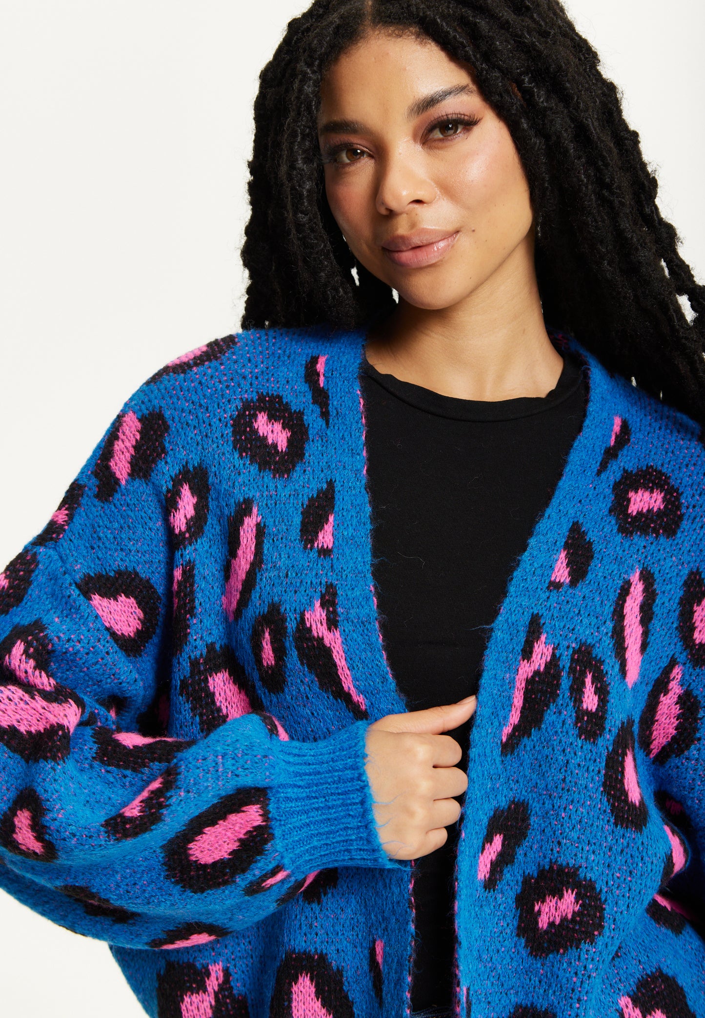 
                  
                    Blue Leopard Print Cardigan
                  
                