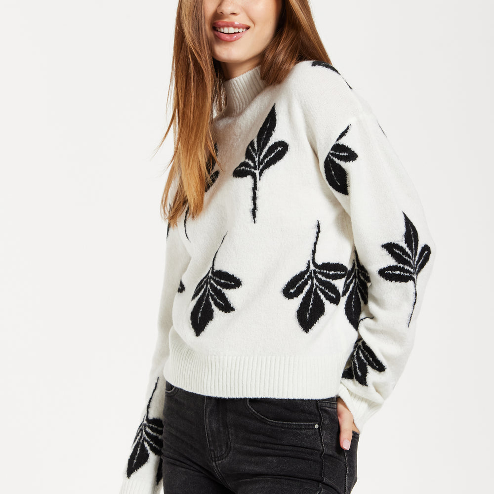 
                  
                    Women's Jumper with Leaf Pattern, High Neck and Long Sleeves for a Cozy Feel
                  
                