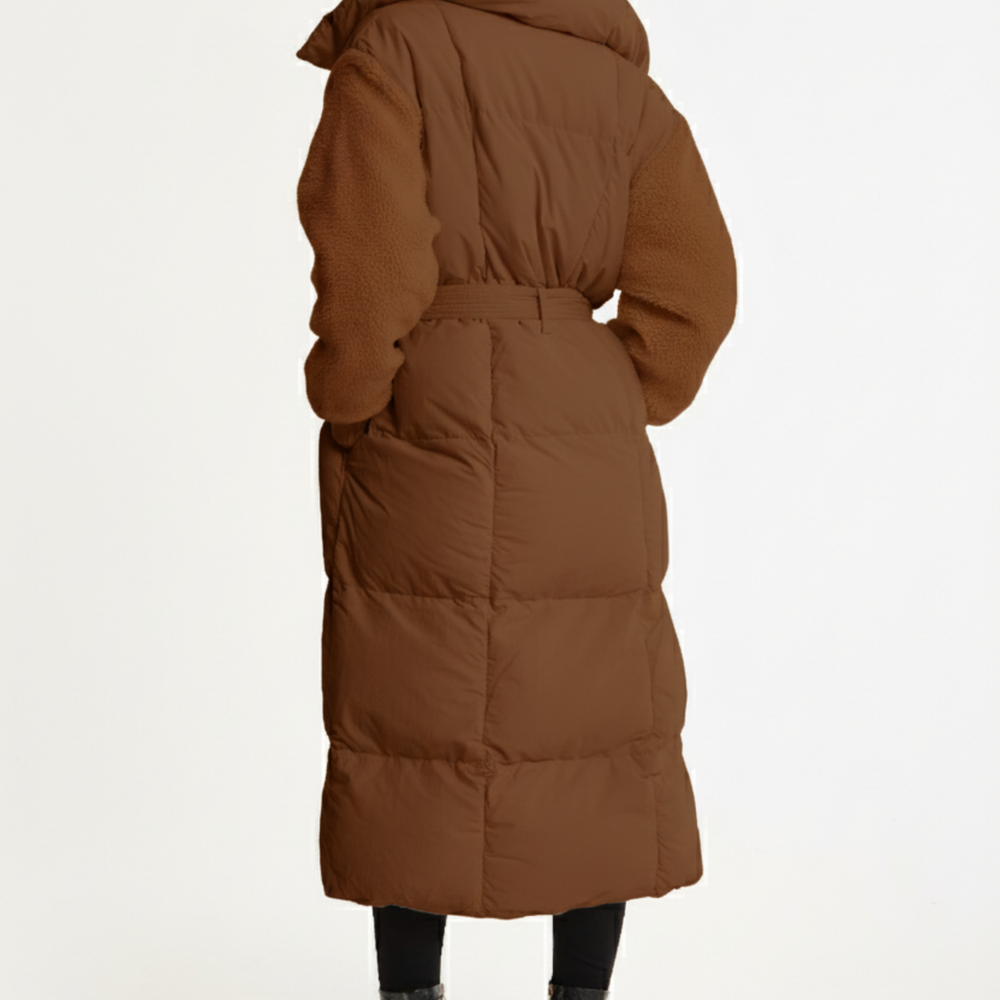 
                  
                    Brown Longline Belted Puffer Coat
                  
                