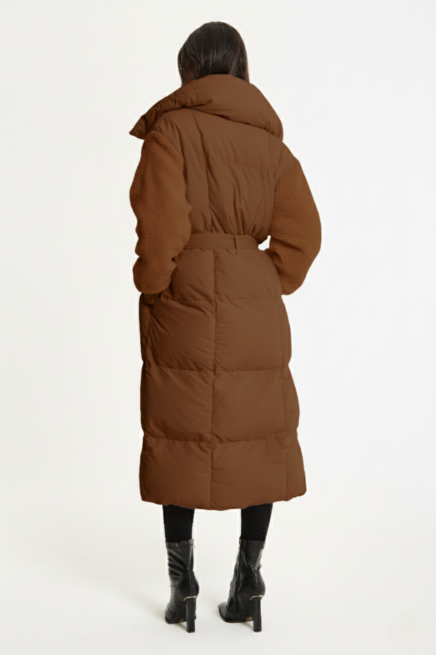 
                  
                    Brown Longline Belted Puffer Coat
                  
                