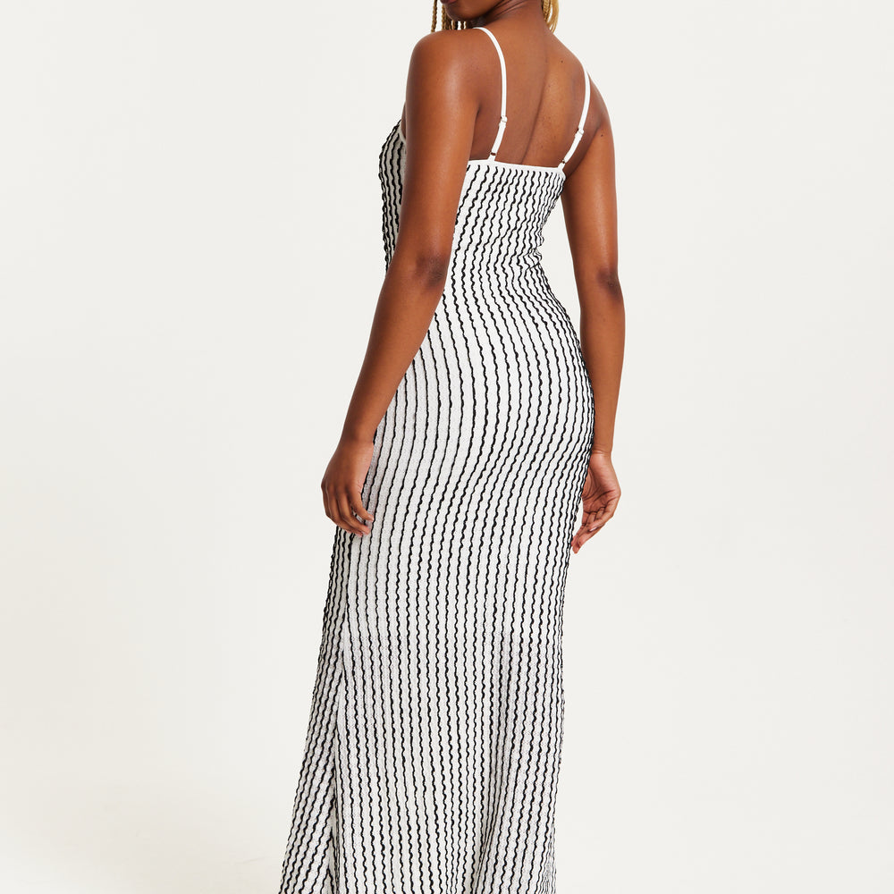 
                  
                    Women's Maxi Dress in Black & White with Spaghetti Straps and Bodycon Fit - Liquorish
                  
                