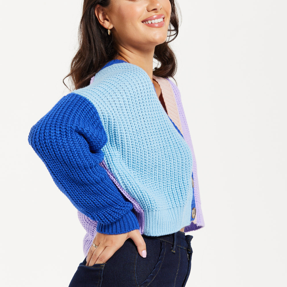 
                  
                    Ribbed Contrast Cardigan In Cool Tones
                  
                