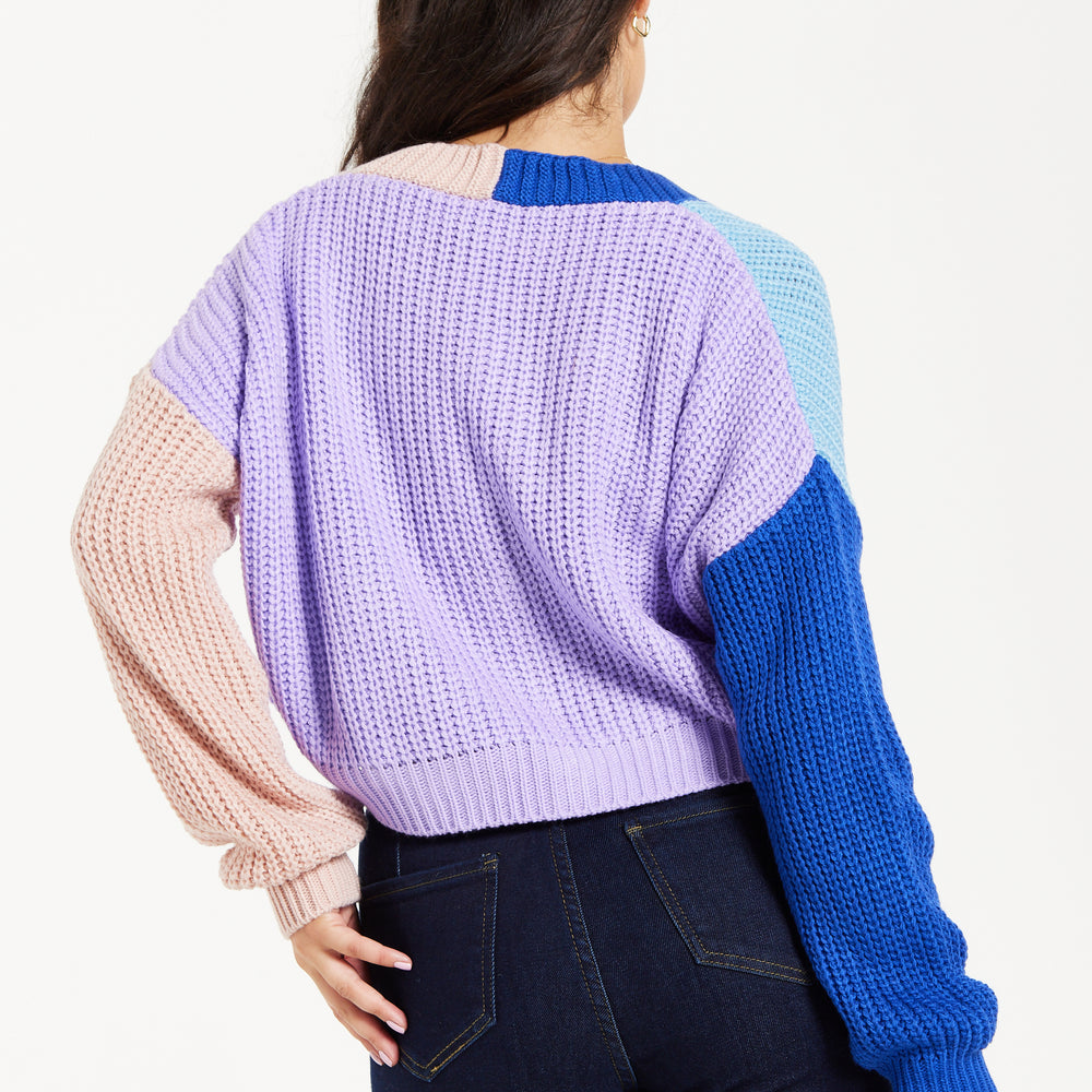 
                  
                    Ribbed Contrast Cardigan In Cool Tones
                  
                