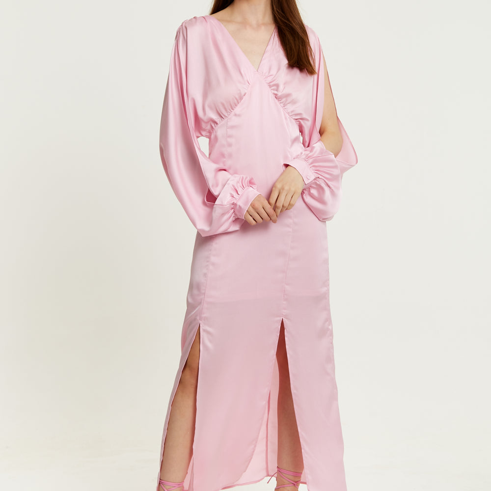 
                  
                    Liquorish Light Pink Maxi Dress With Sleeve Slits
                  
                