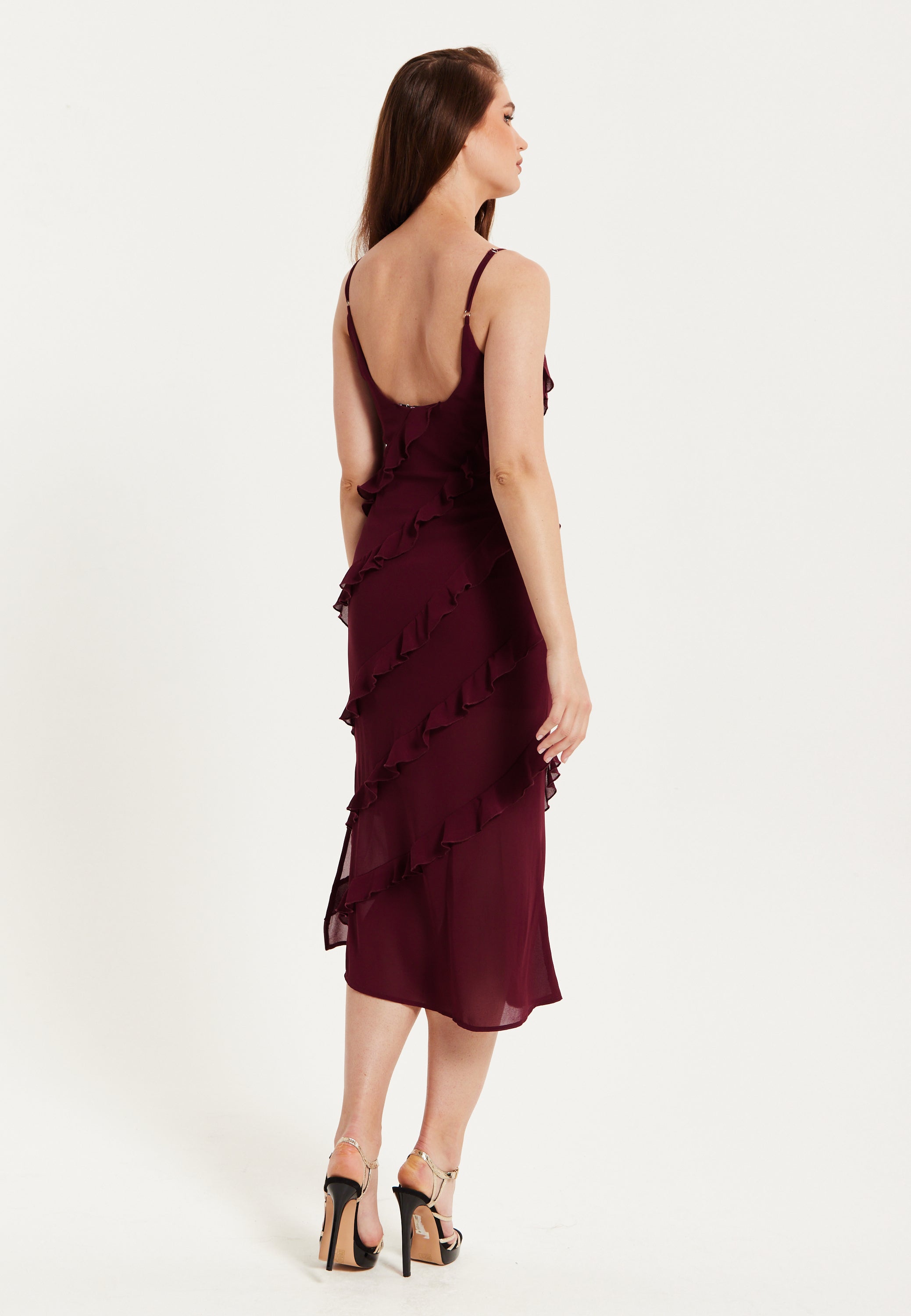 Burgundy store frill dress