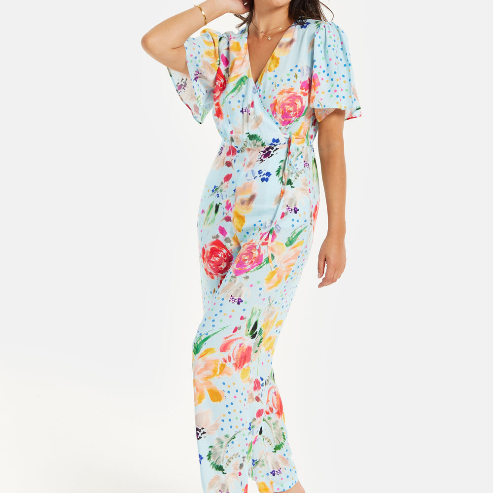 
                  
                    Liquorish Blue Floral Print Jumpsuit With Wide Legs
                  
                