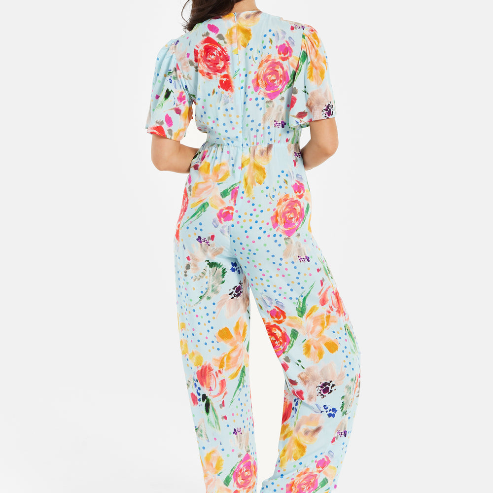 
                  
                    Liquorish Blue Floral Print Jumpsuit With Wide Legs
                  
                