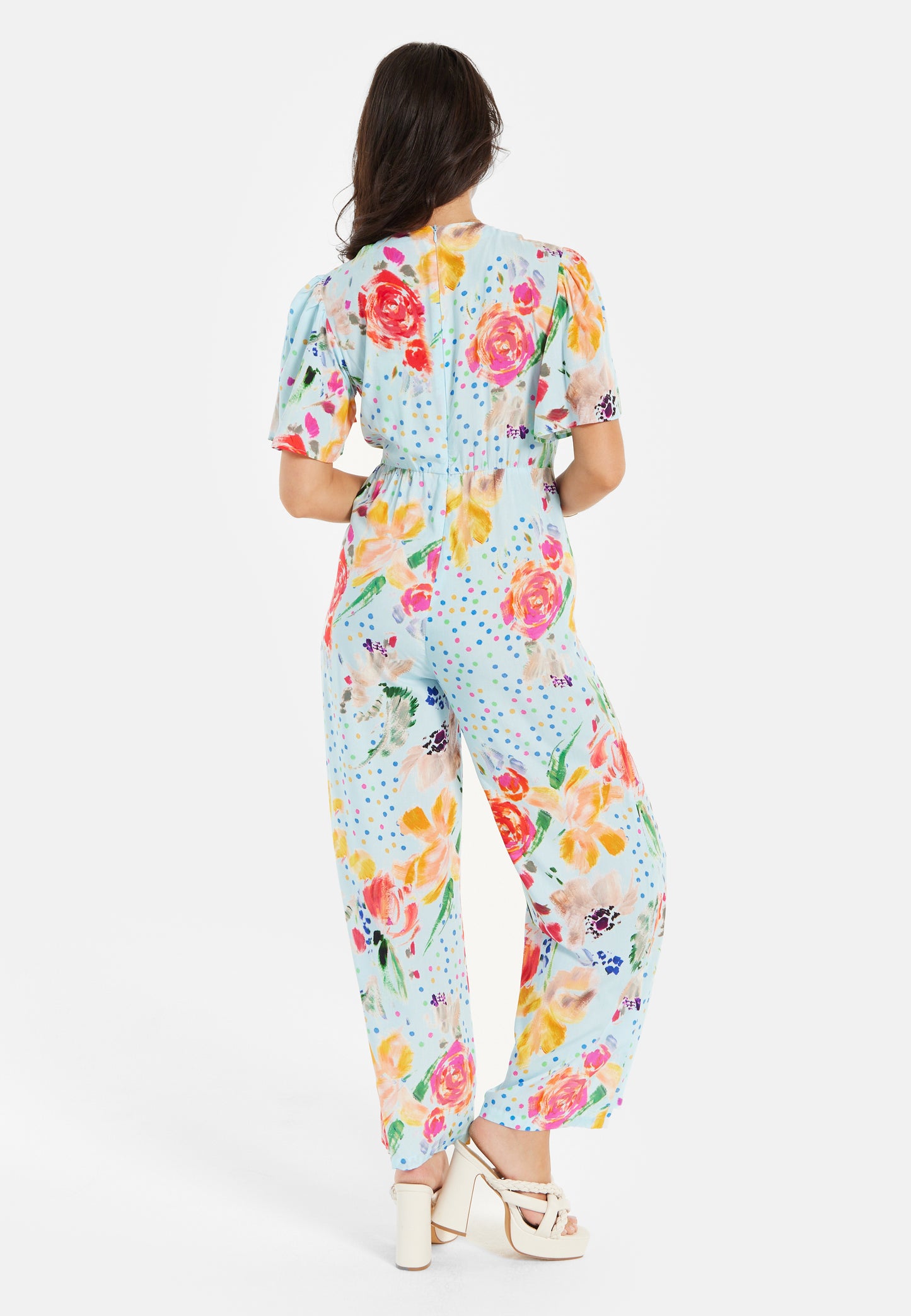 
                  
                    Liquorish Blue Floral Print Jumpsuit With Wide Legs
                  
                