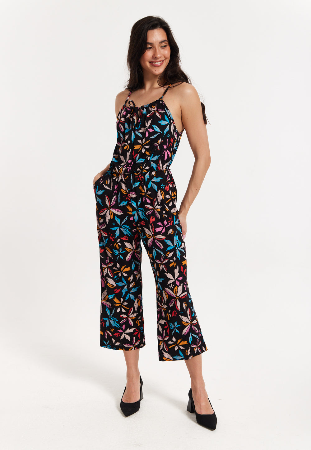 Floral Print Sleeveless Jumpsuit