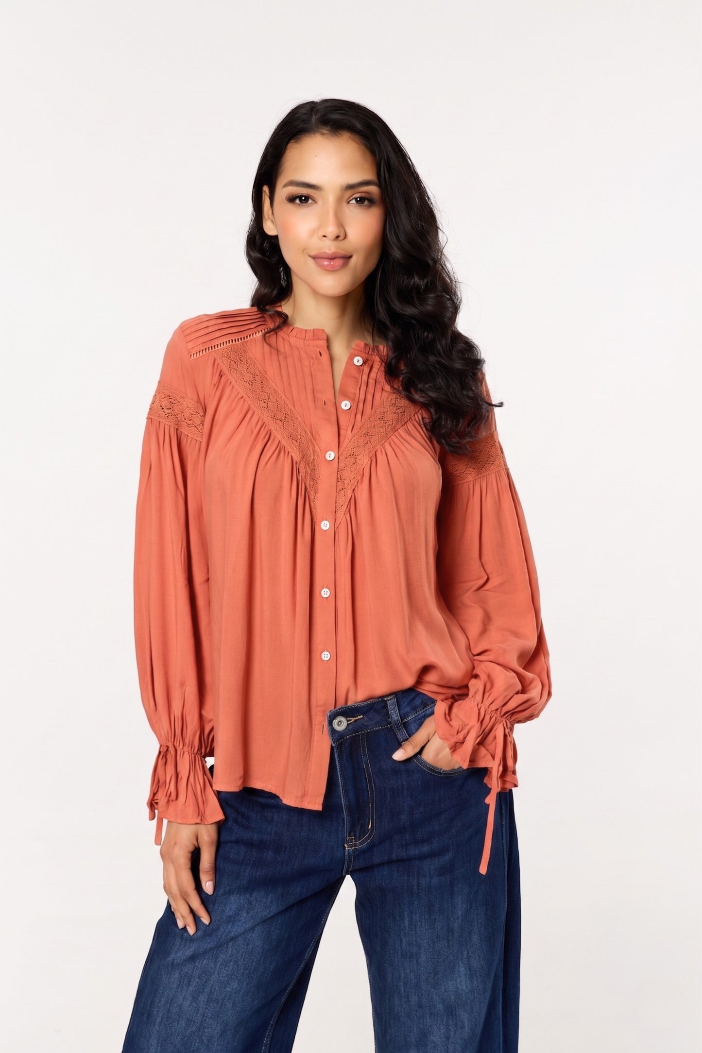 
                  
                    Rust Lace Detail Shirt
                  
                