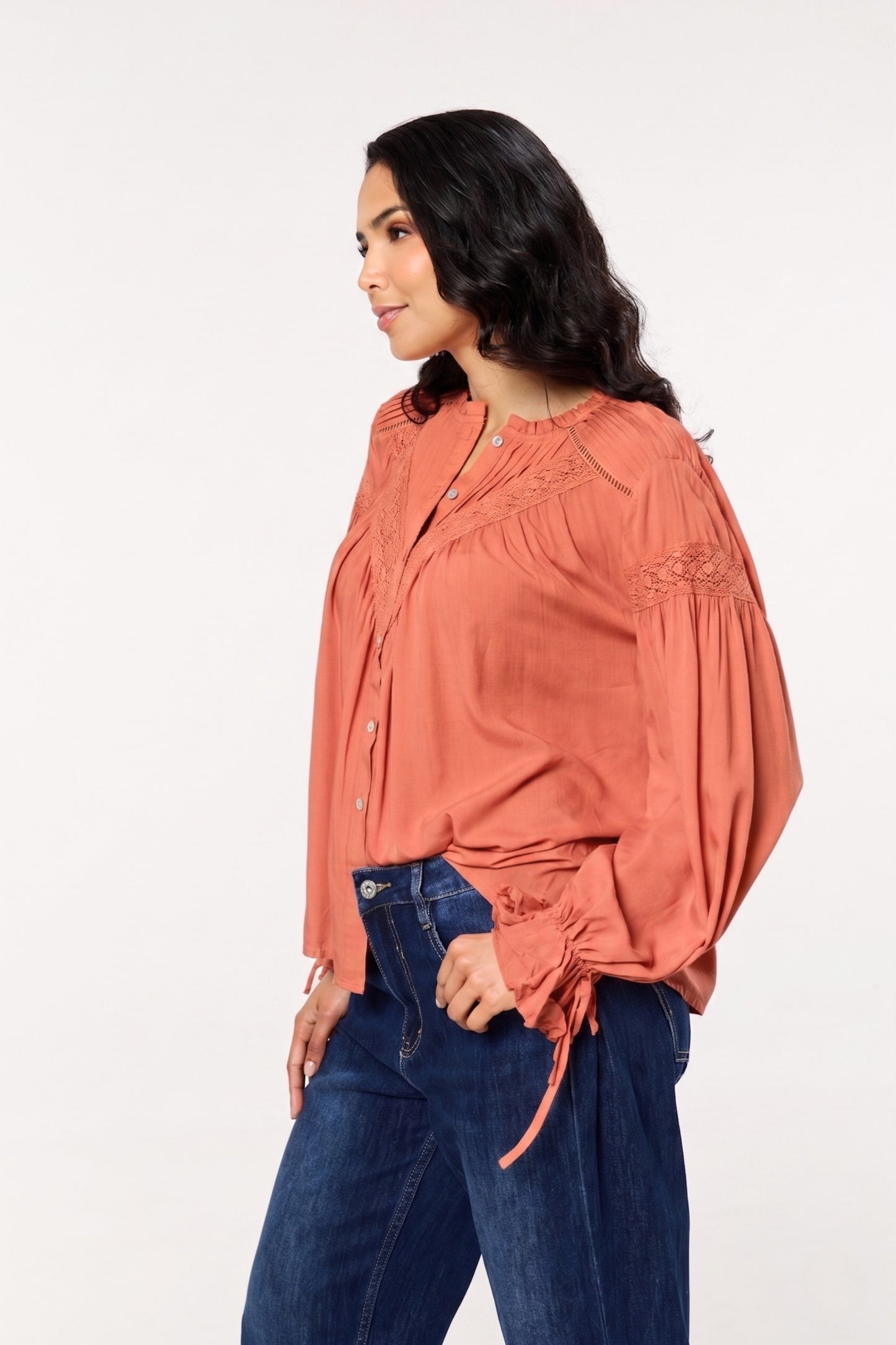 
                  
                    Rust Lace Detail Shirt
                  
                