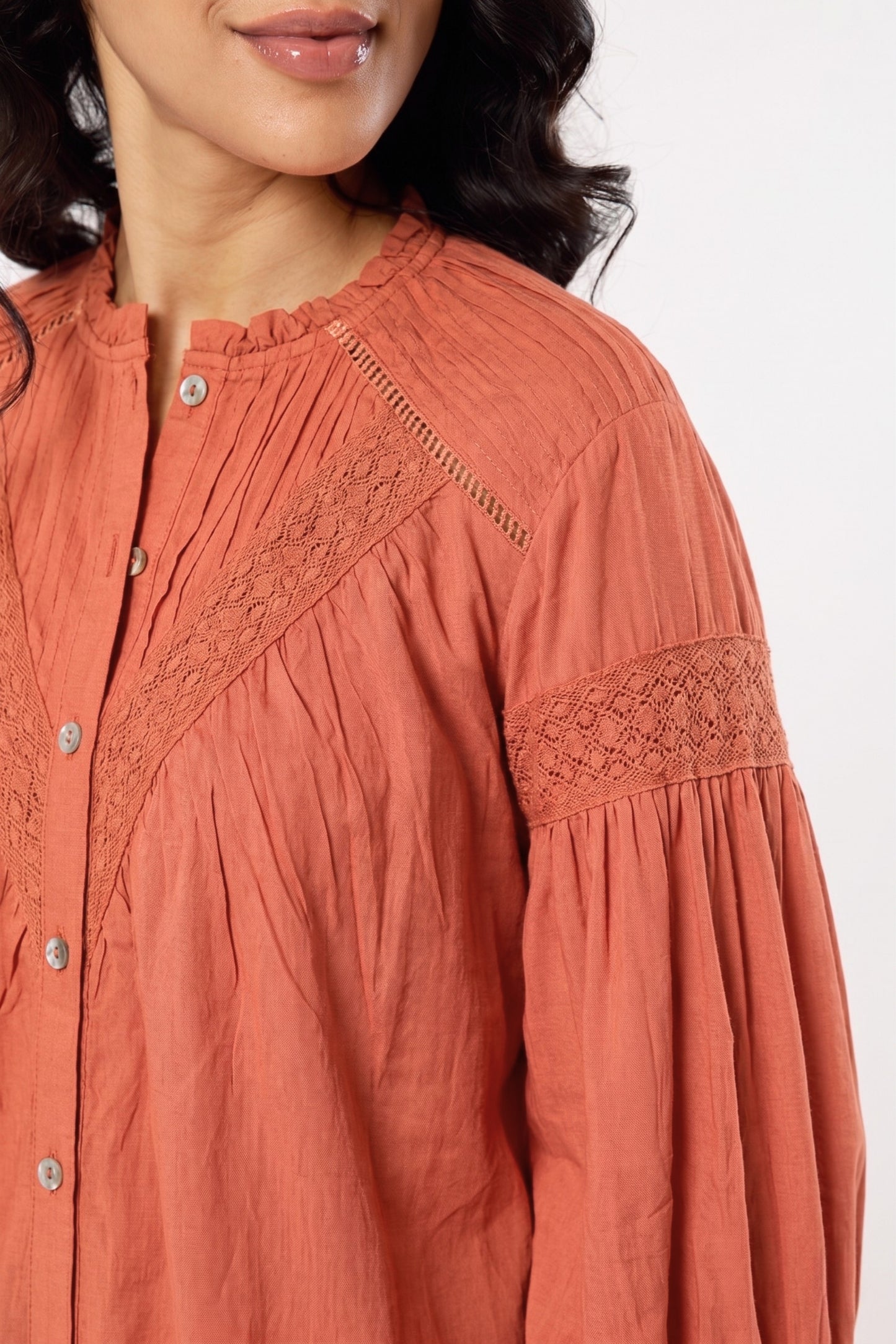
                  
                    Rust Lace Detail Shirt
                  
                