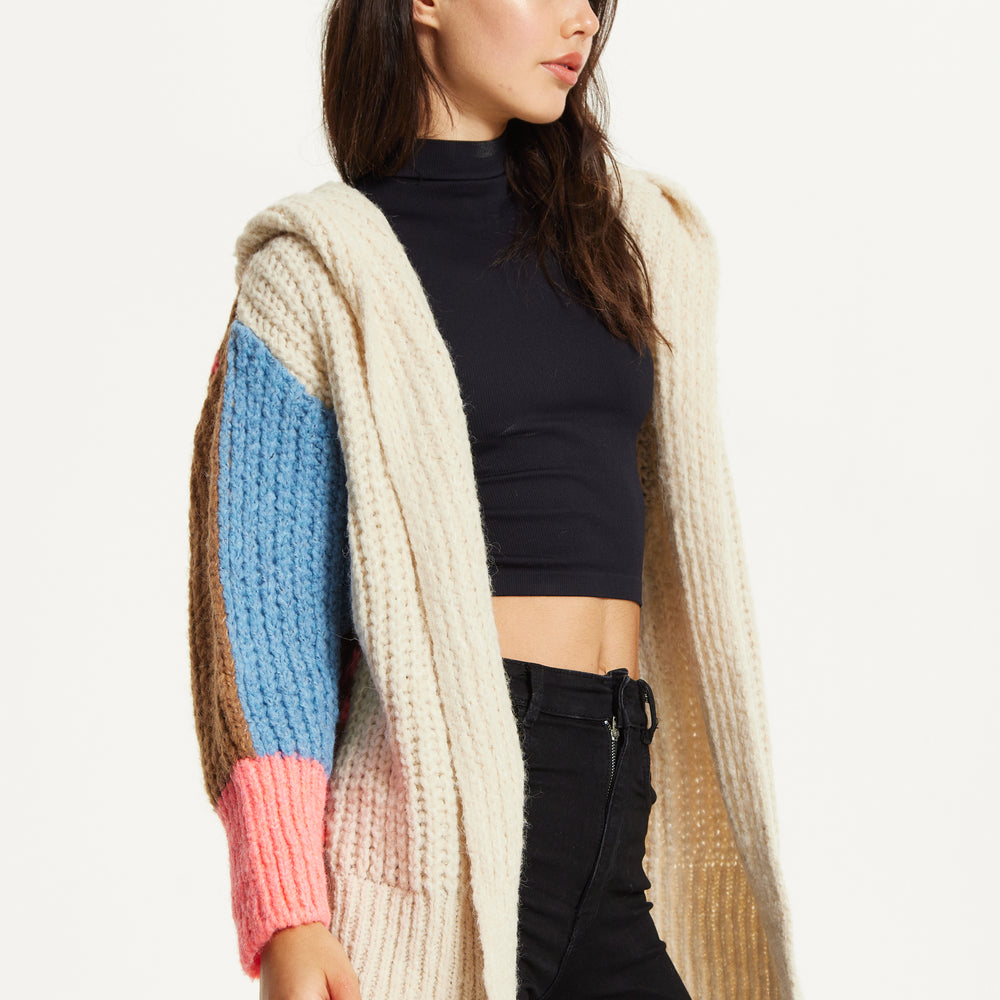 
                  
                    Wool Blend Colour Block Hooded Cardigan
                  
                