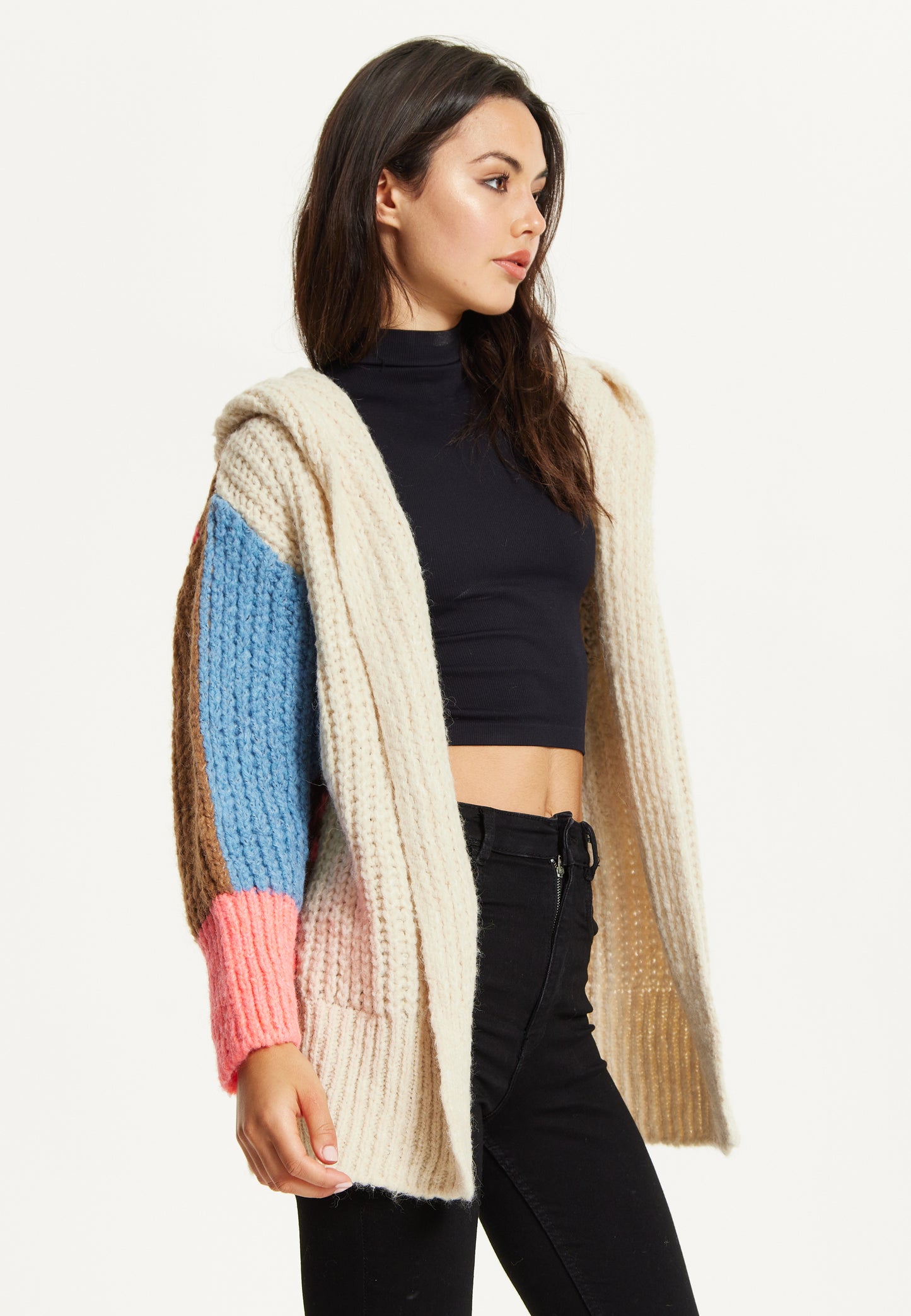 
                  
                    Wool Blend Colour Block Hooded Cardigan
                  
                