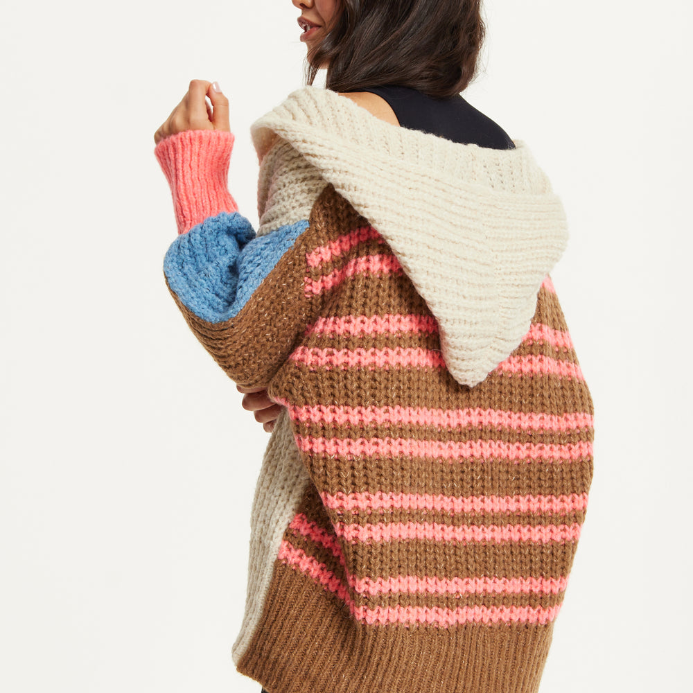 
                  
                    Wool Blend Colour Block Hooded Cardigan
                  
                