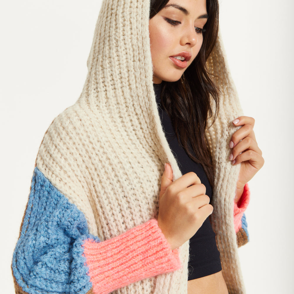 
                  
                    Wool Blend Colour Block Hooded Cardigan
                  
                