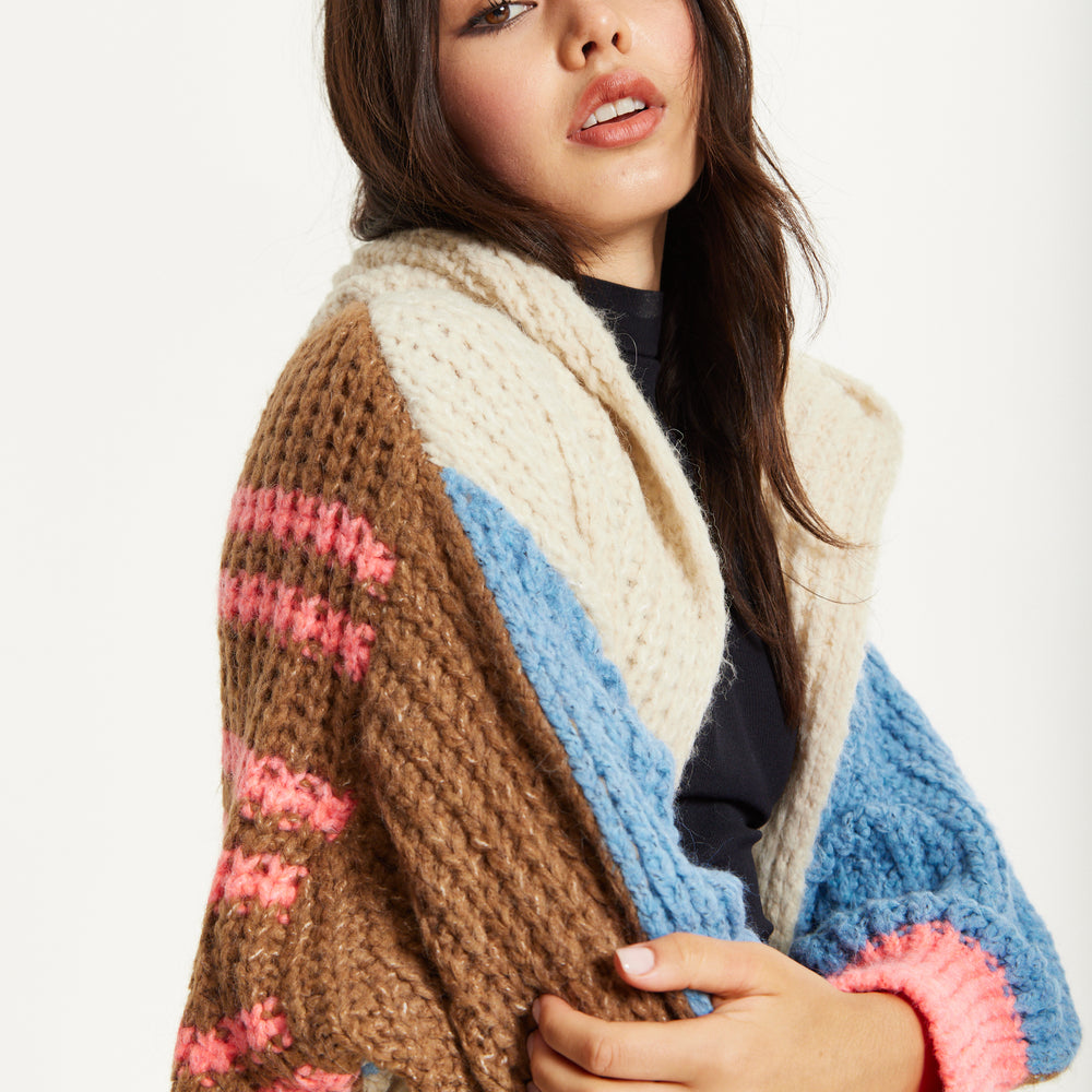 
                  
                    Wool Blend Colour Block Hooded Cardigan
                  
                